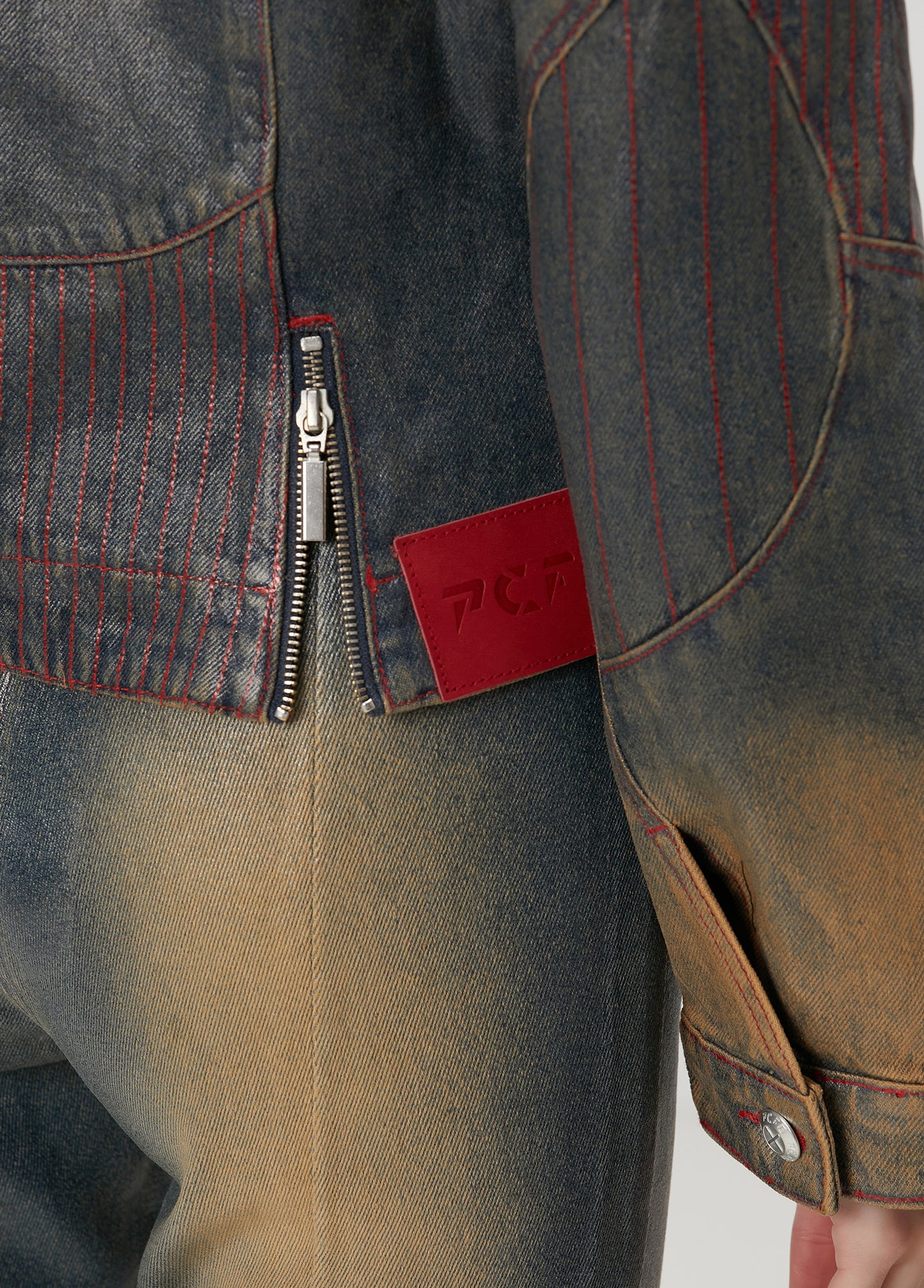 Day to Night in LA Motorcu Stil Parlak Denim Ceket