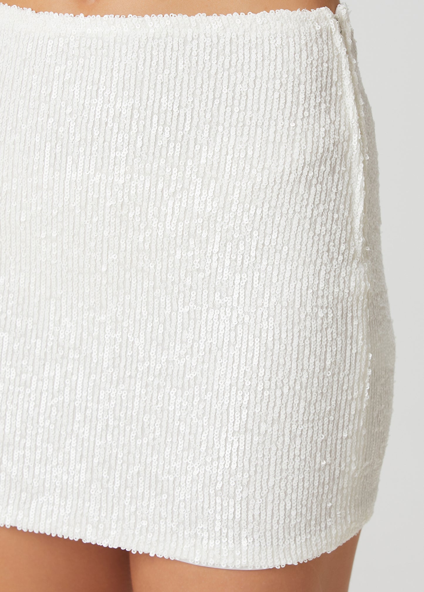 Euphoria Beyaz Payetli Mini Etek