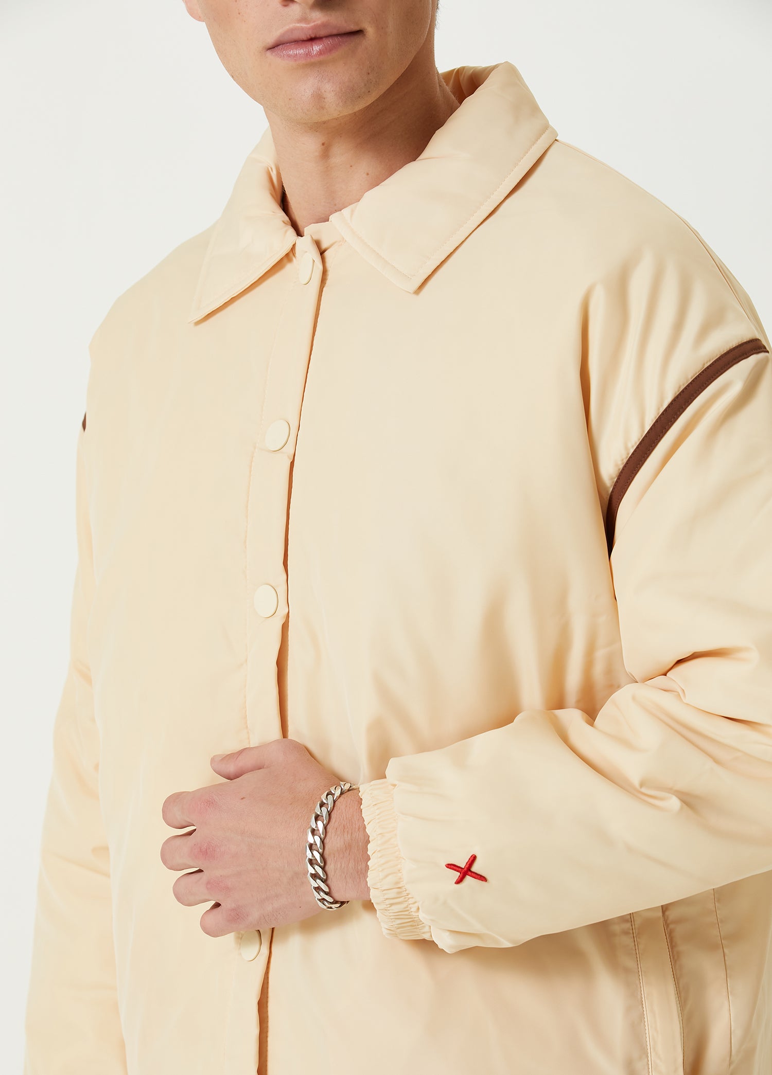 Oversized Contrast Tape Puffer Coat