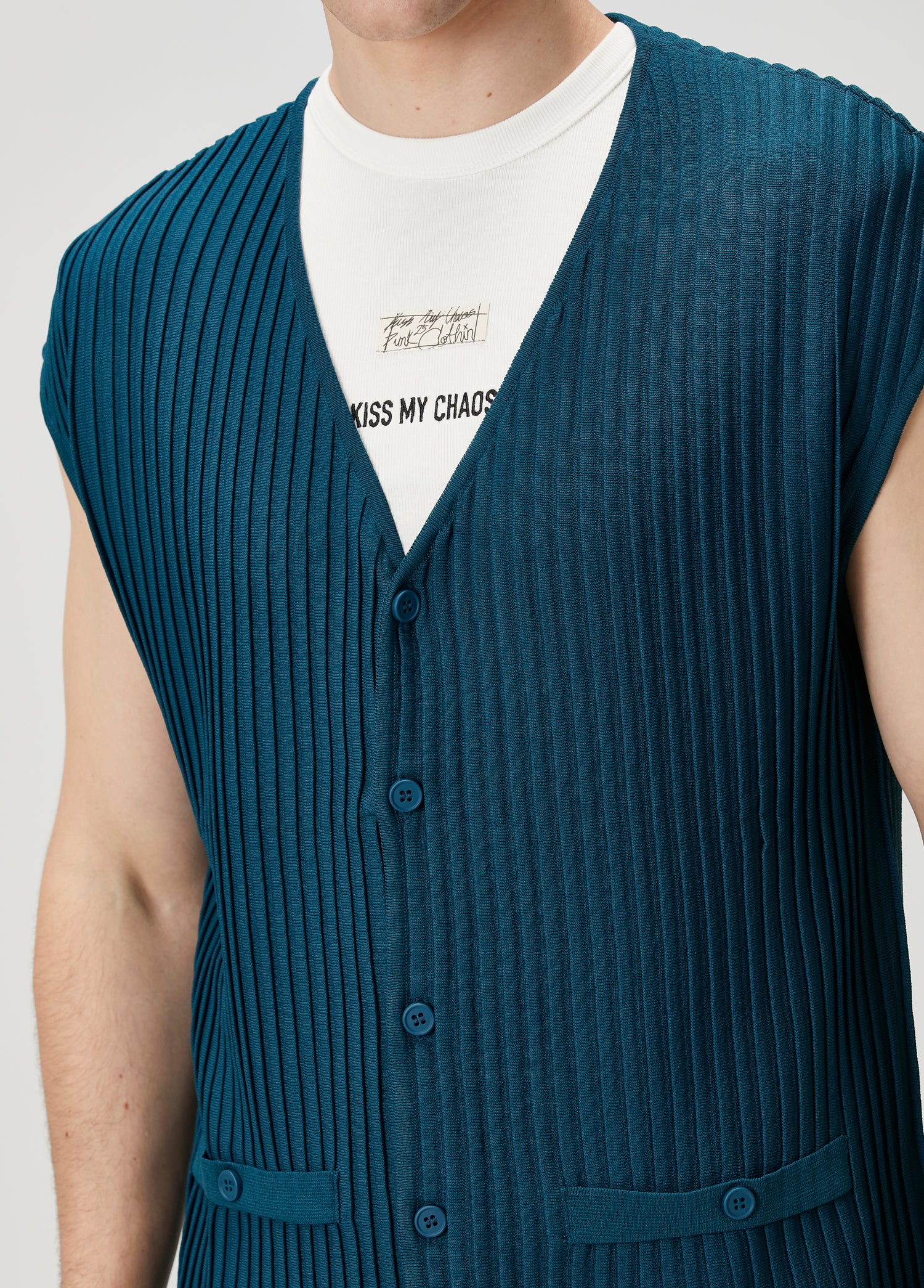 KNITTED VEST - MOROCCAN BLUE