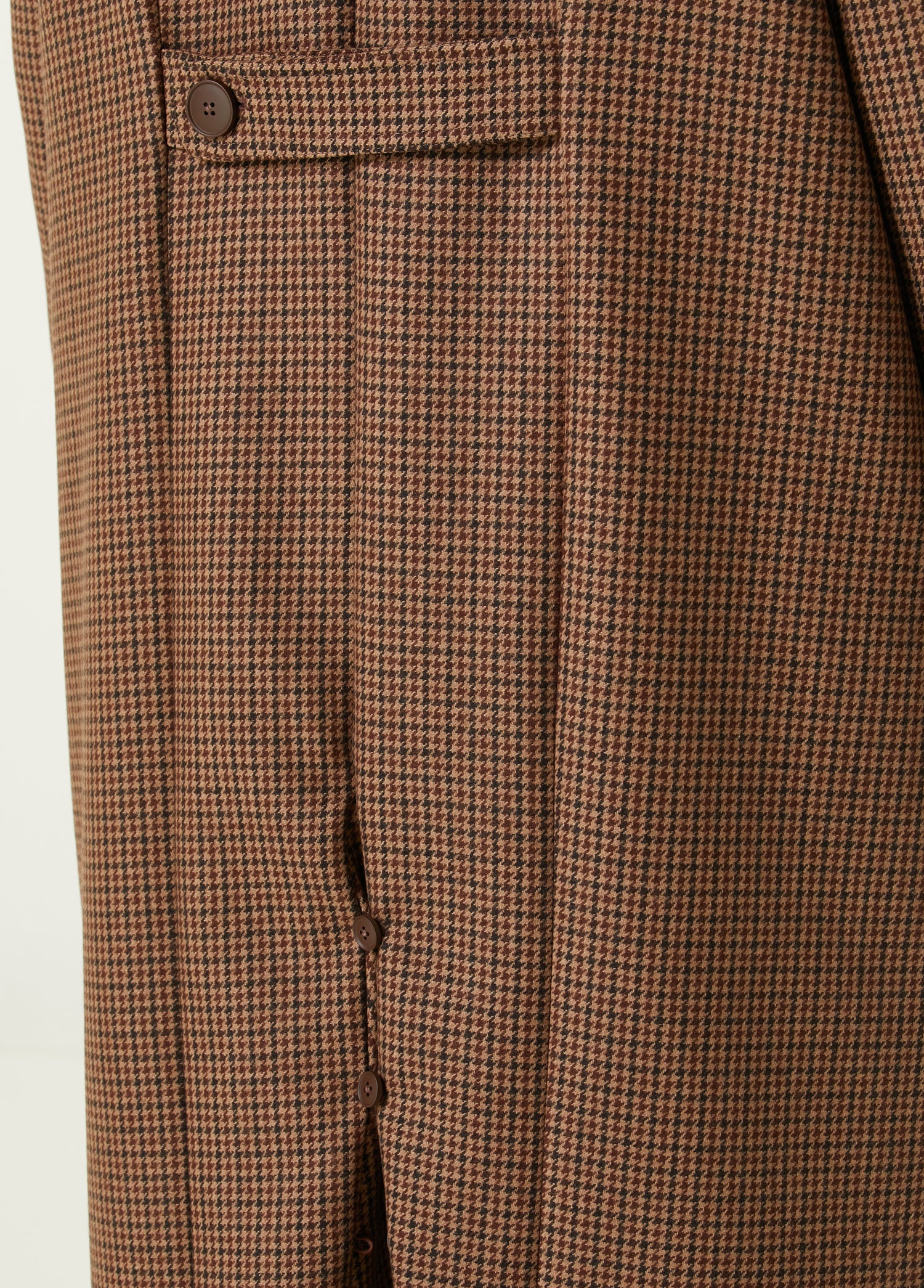 Wool & Cashmere Blend Houndstooth Long Men Coat - Brown