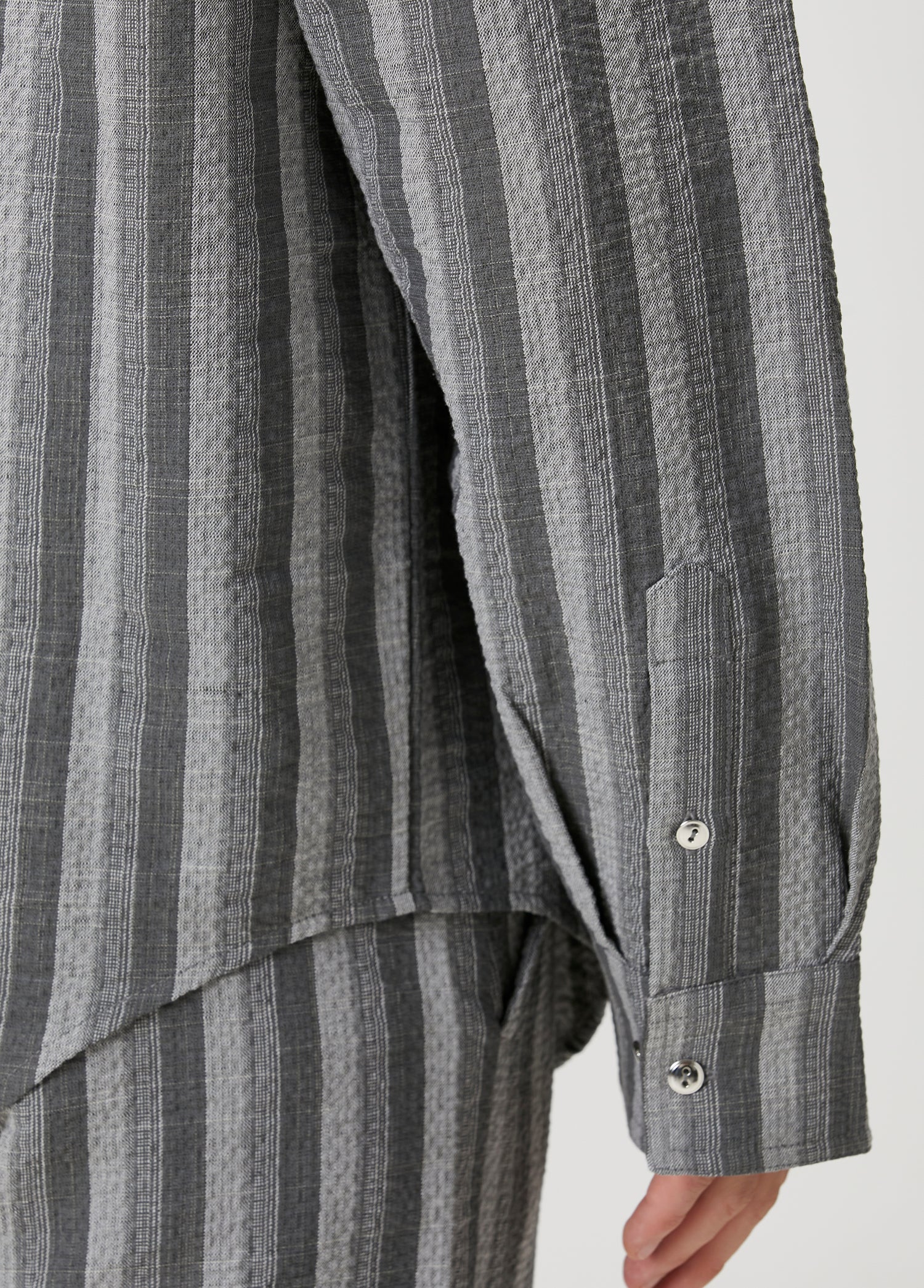 LINEN & COTTON BLEND CHECKED WOVEN SHIRT