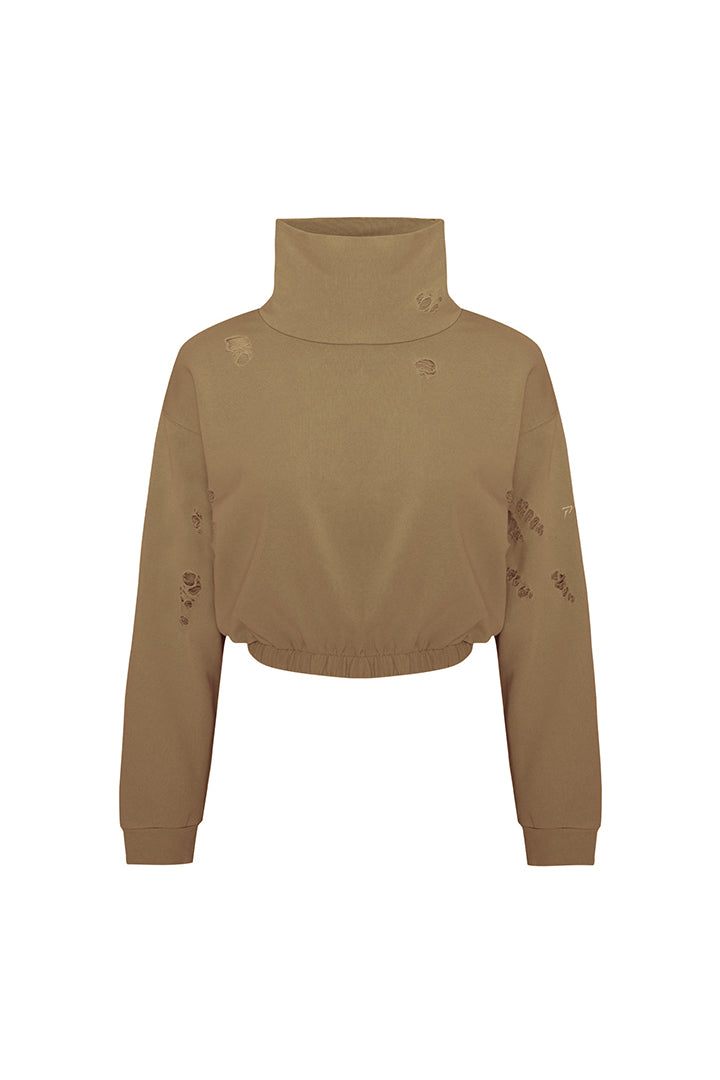 Boomerang Ripped Detail High Neck Sweatshirt