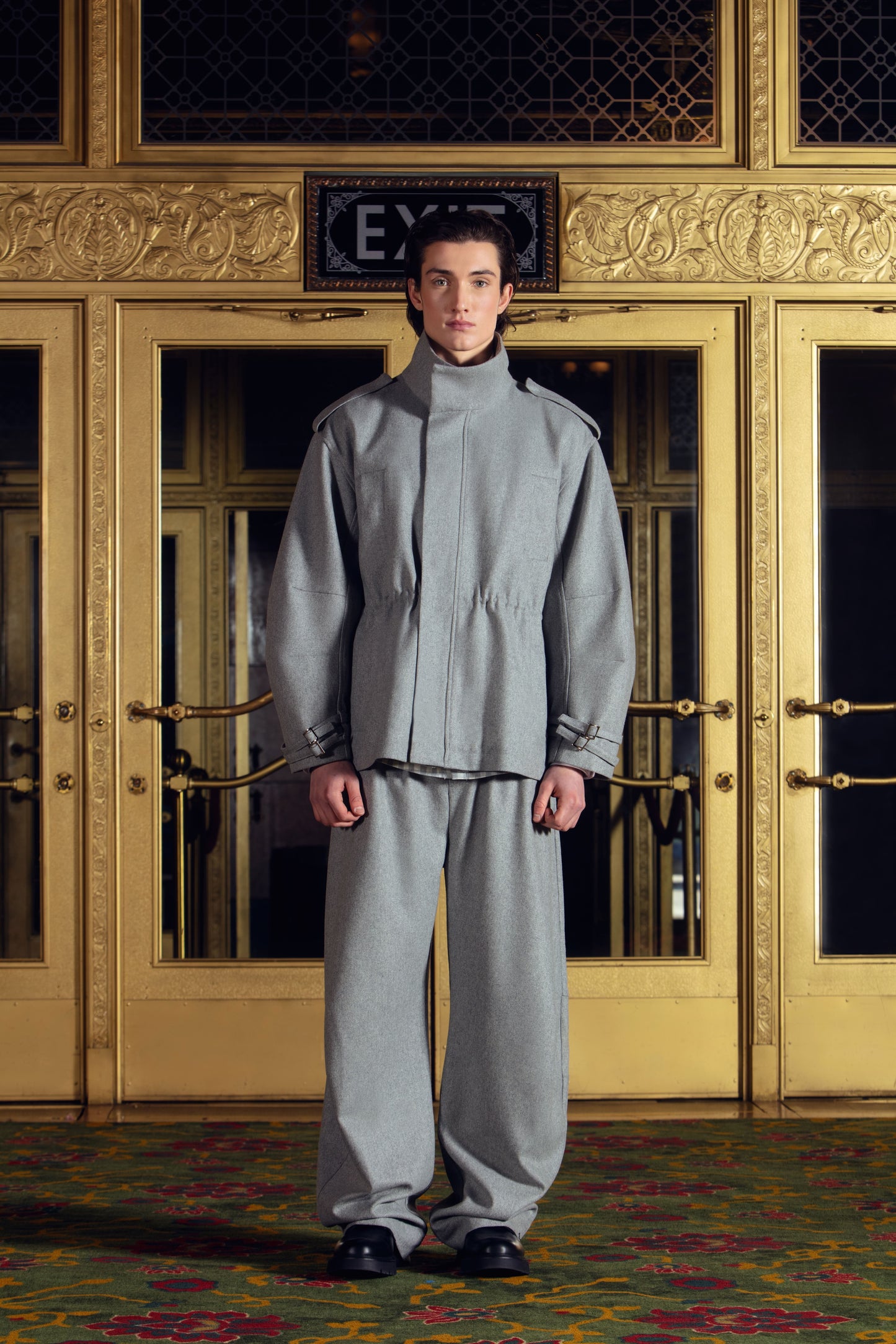 Men's Grey Relaxed Fit Utility Jacket