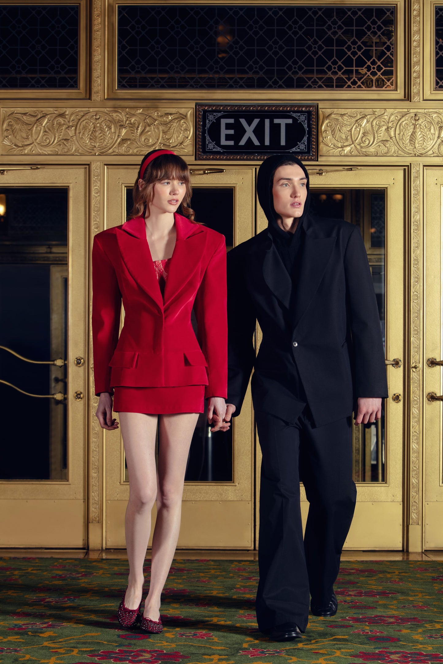 Women's Red Fitted Velvet Jacket