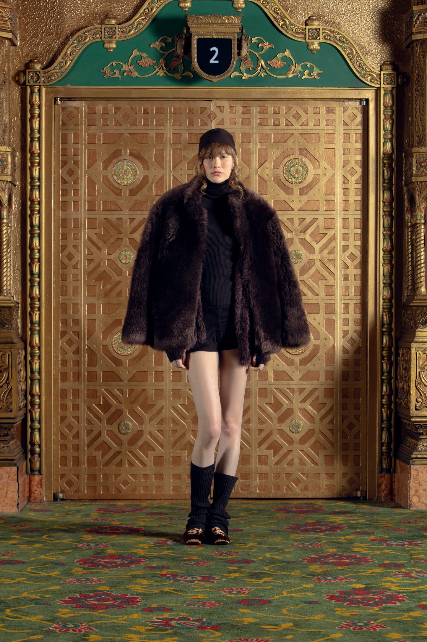 Women's Brown Oversized Fur Jacket 
