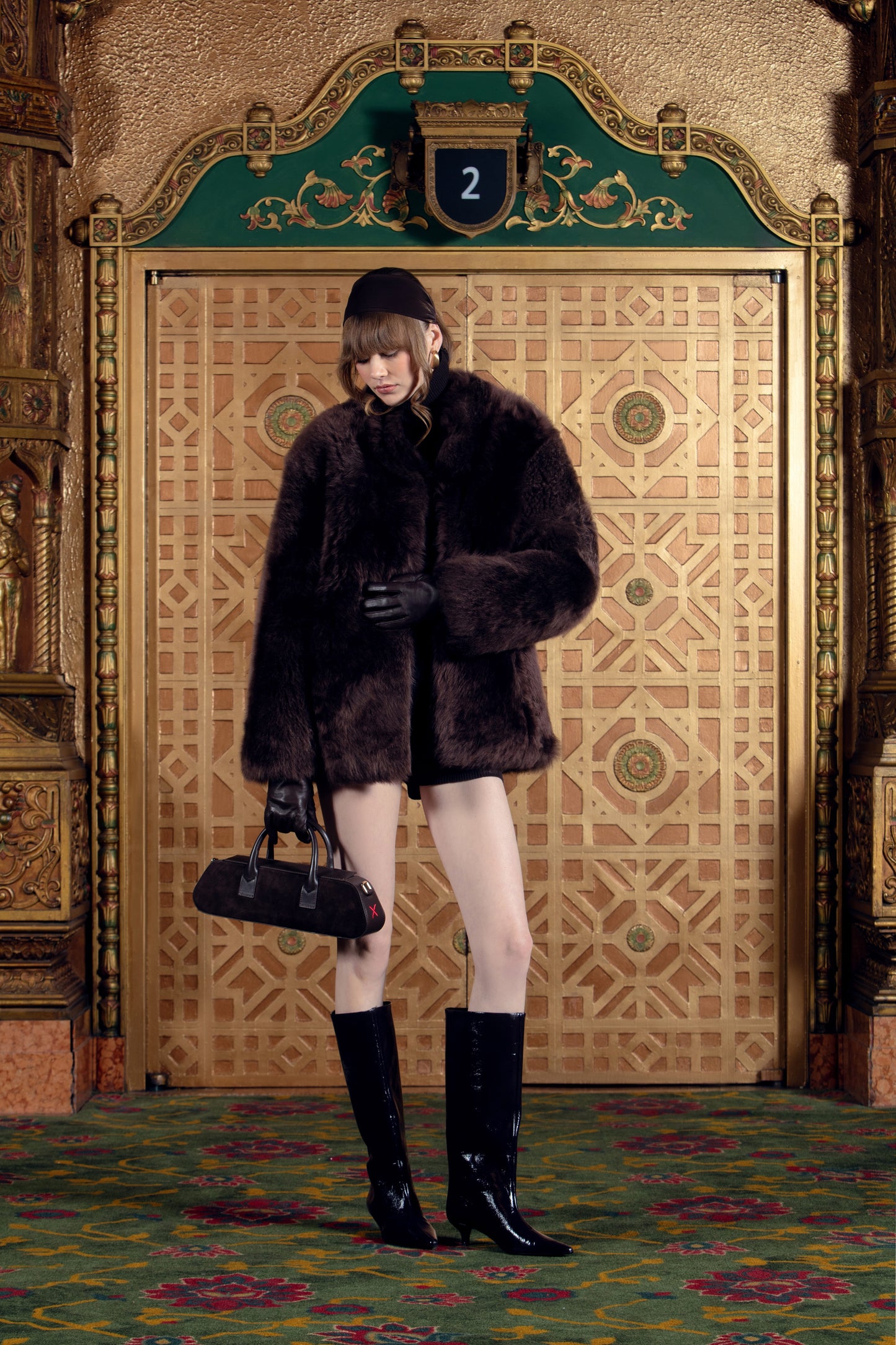 Women's Brown Oversized Fur Jacket 