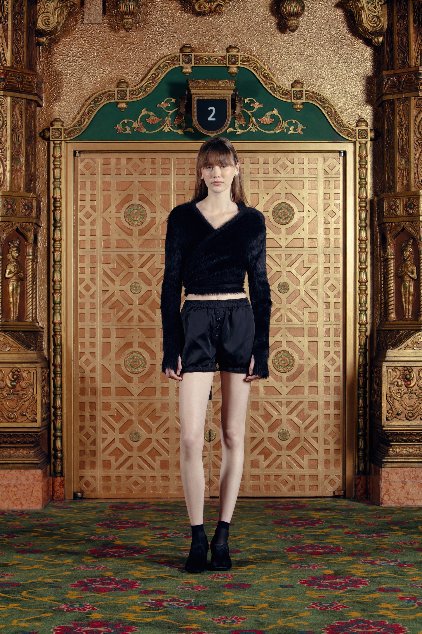 Women's Black Wrap Knit Sweater