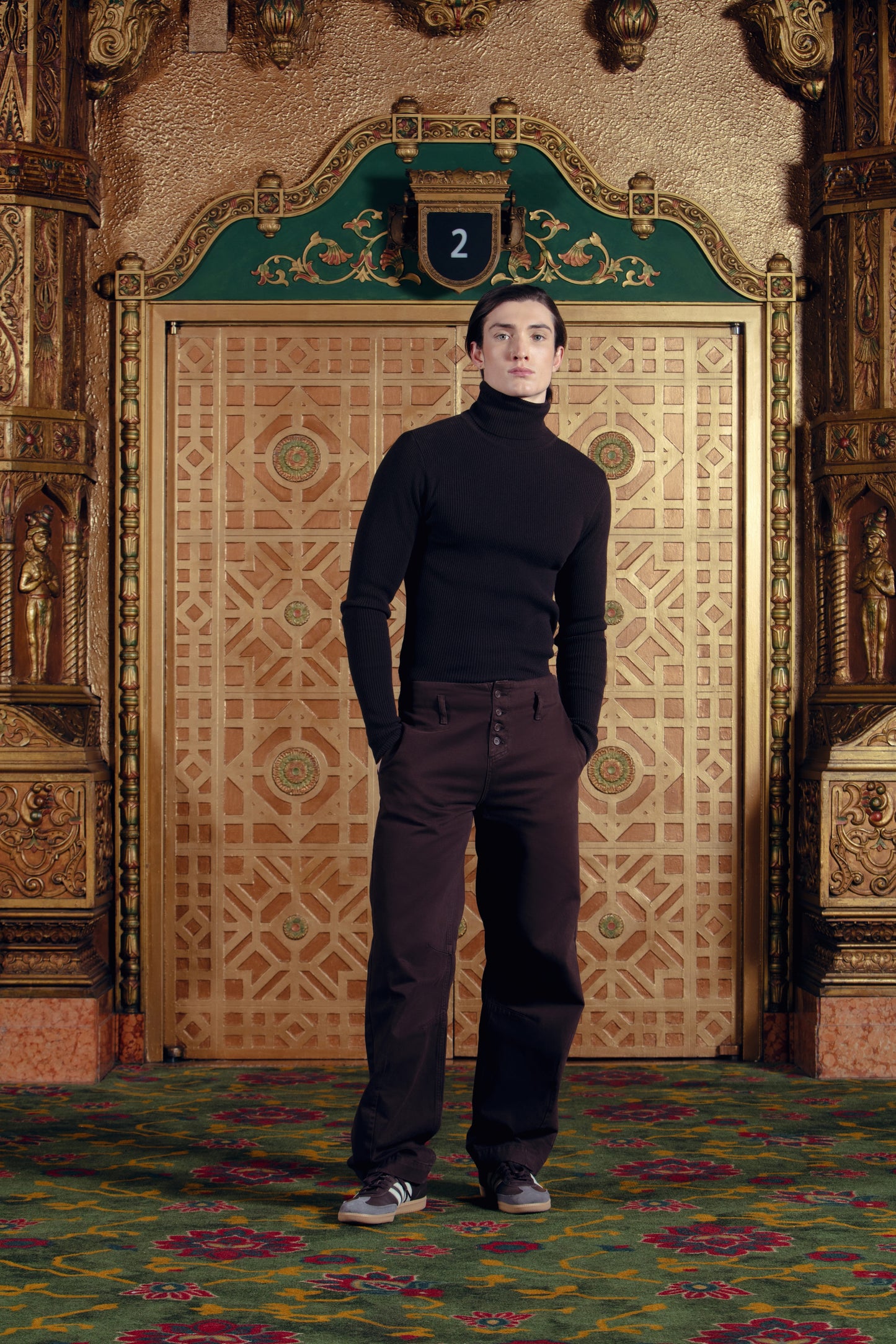Men's Brown Turtleneck Knit Sweater