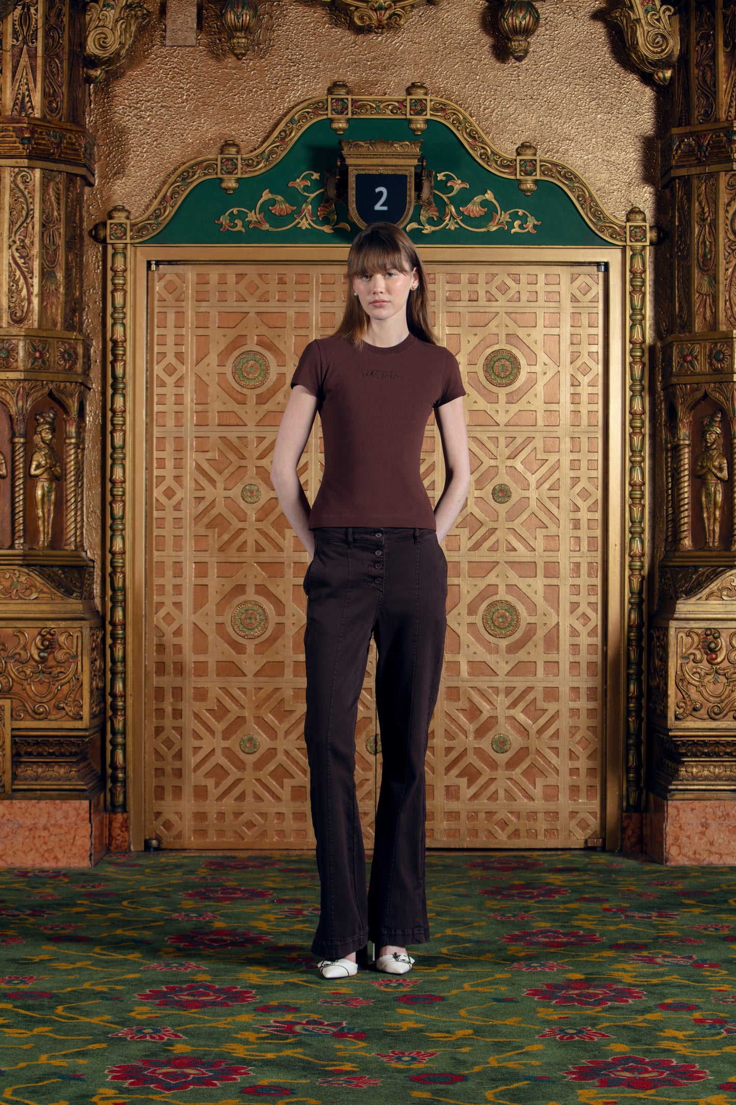 Women's Brown Slim Fit Cotton Tee