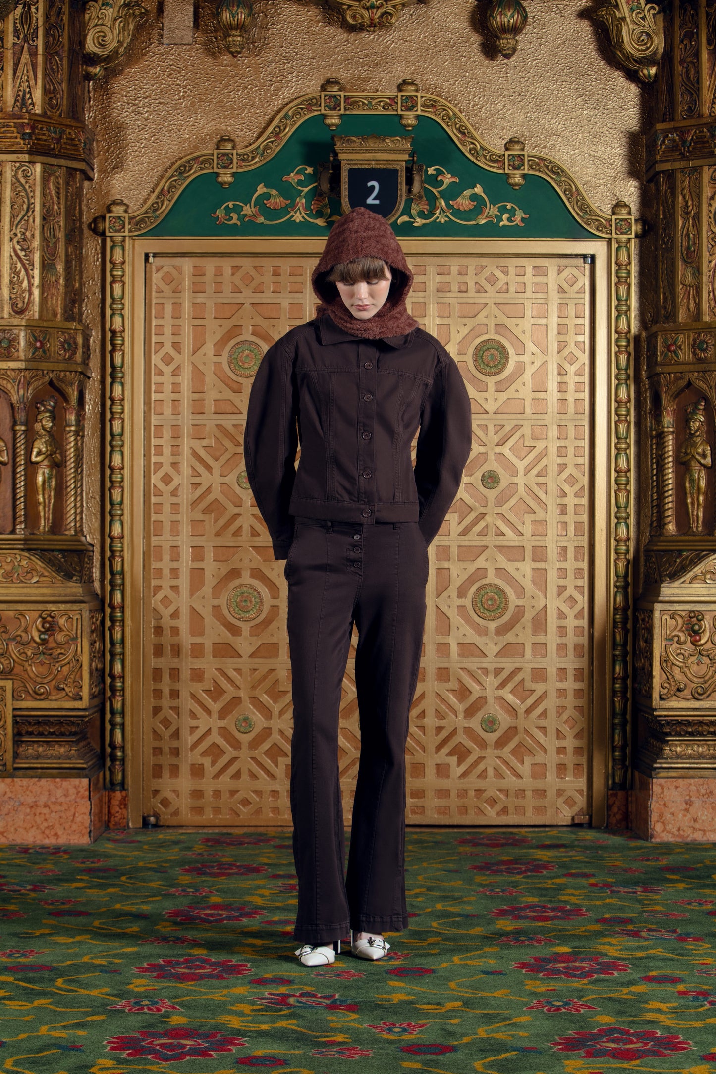 Women's Brown Flared Denim Pants