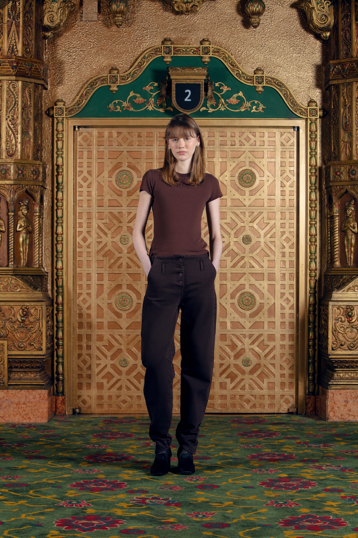 Women's Brown Slim Fit Cotton Tee