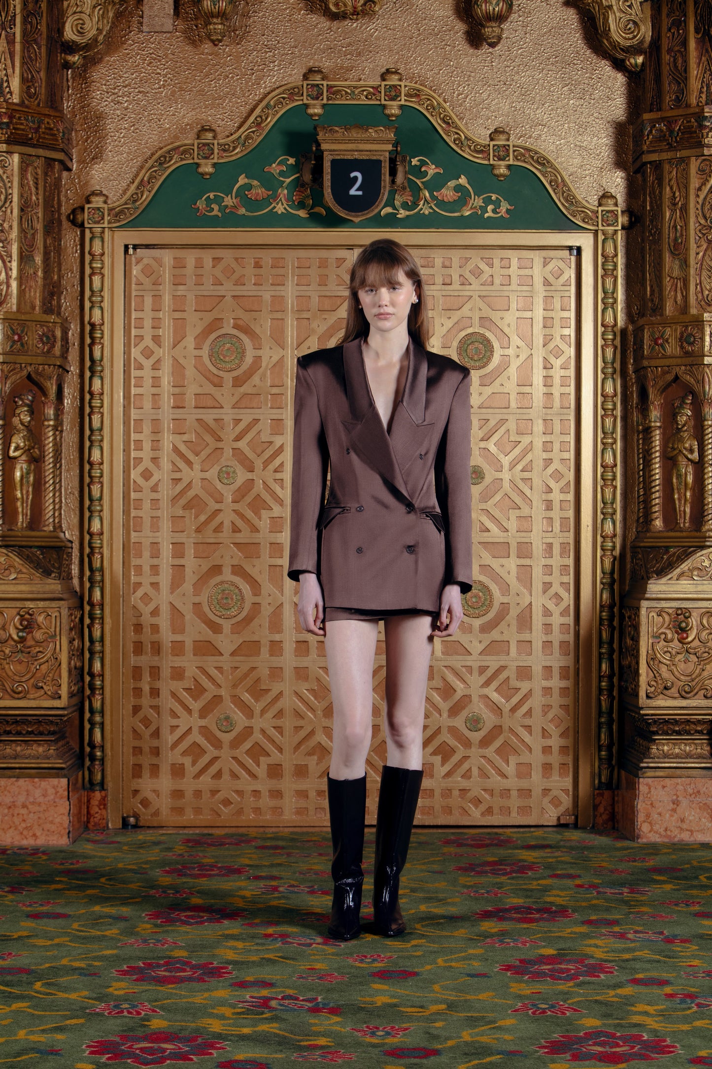 Women's Brown Fitted Shiny Jacket