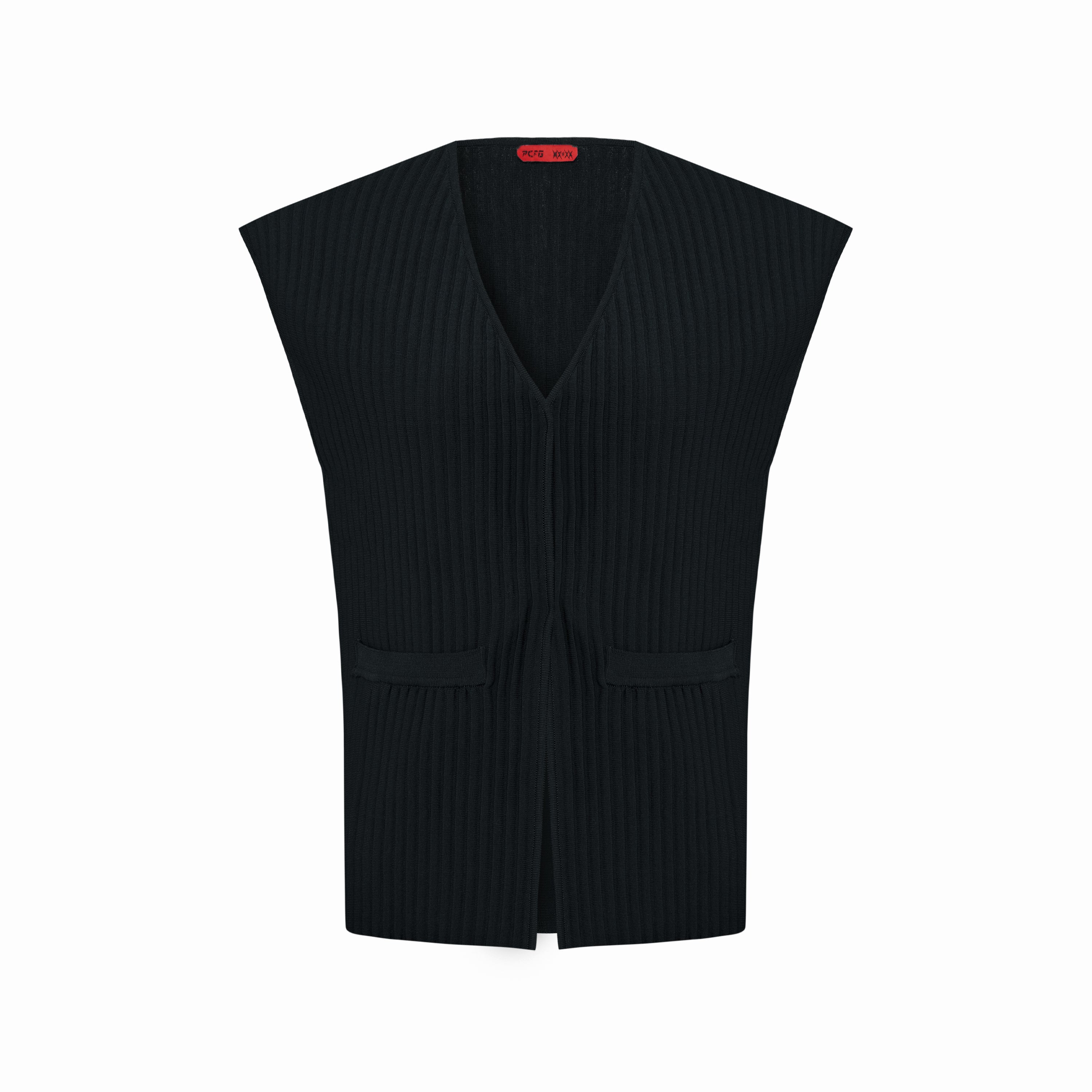 KNITTED VEST - JET BLACK