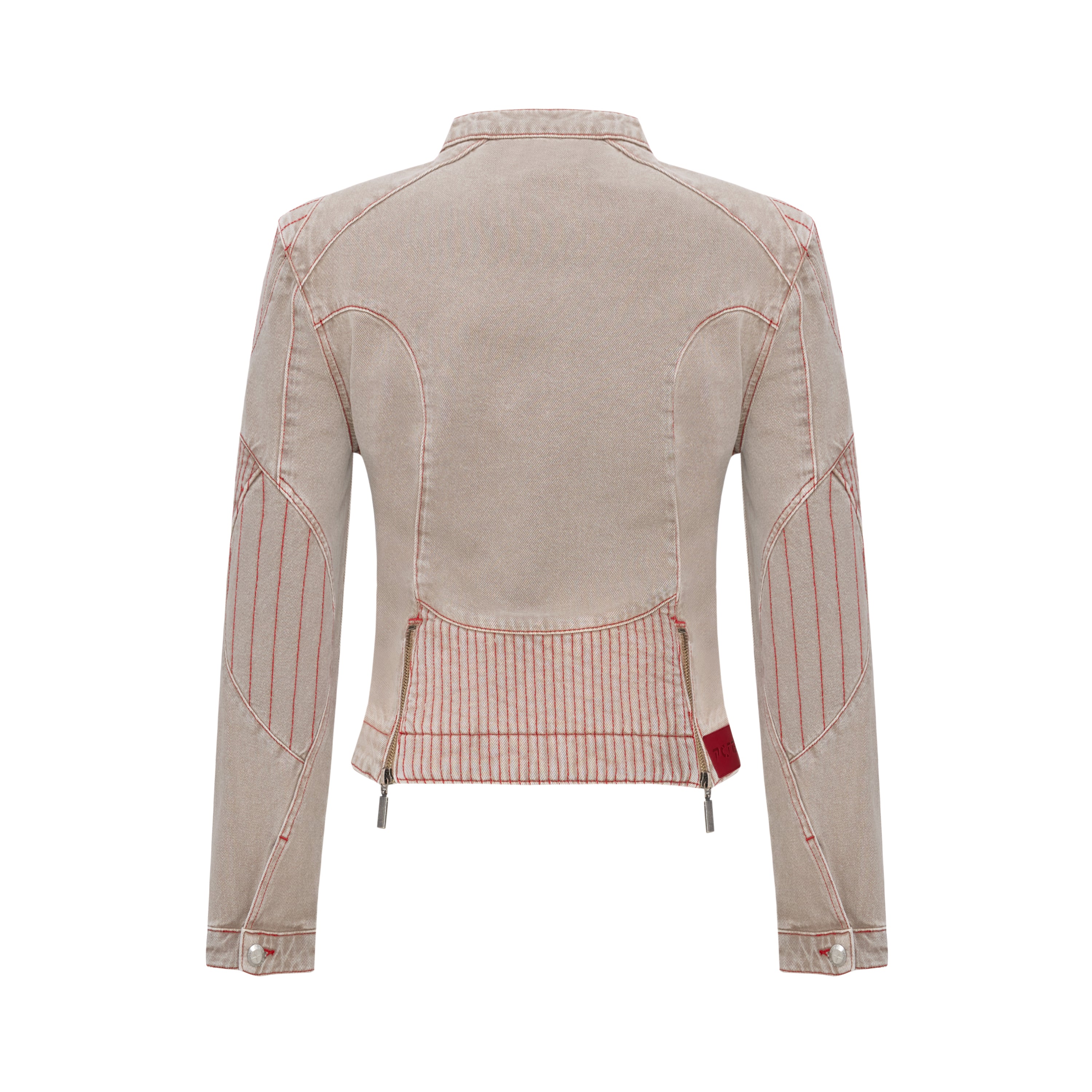 PURE COTTON FADED MOTORCYCLE DENIM JACKET - MOON ROCK