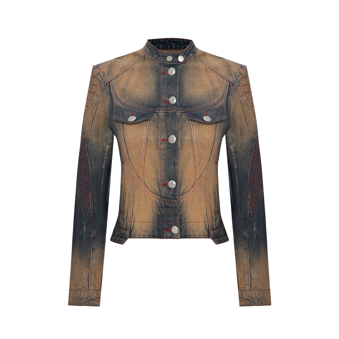 Day to Night in LA Motorcu Stil Parlak Denim Ceket