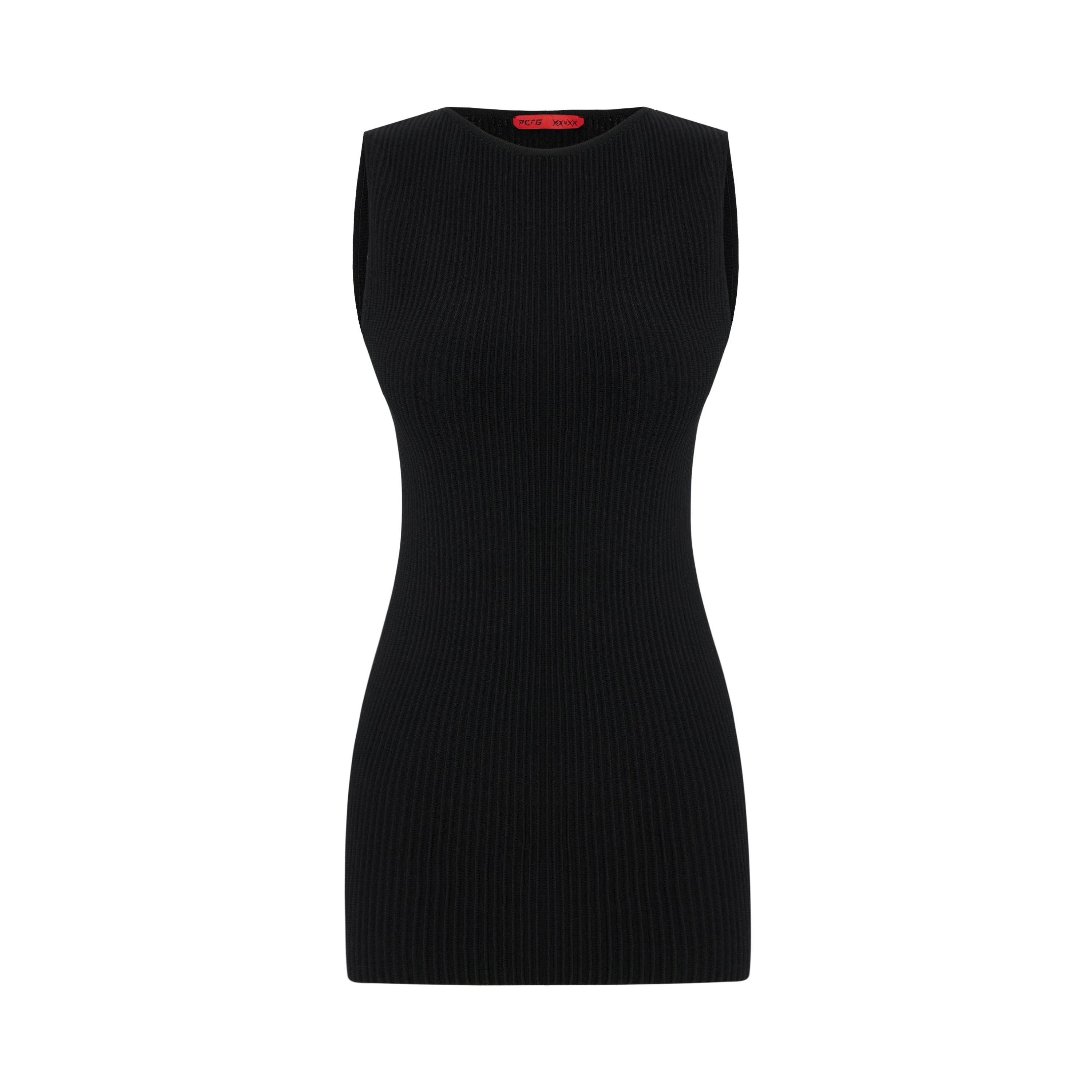 KNITTED TANK TOP - BLACK