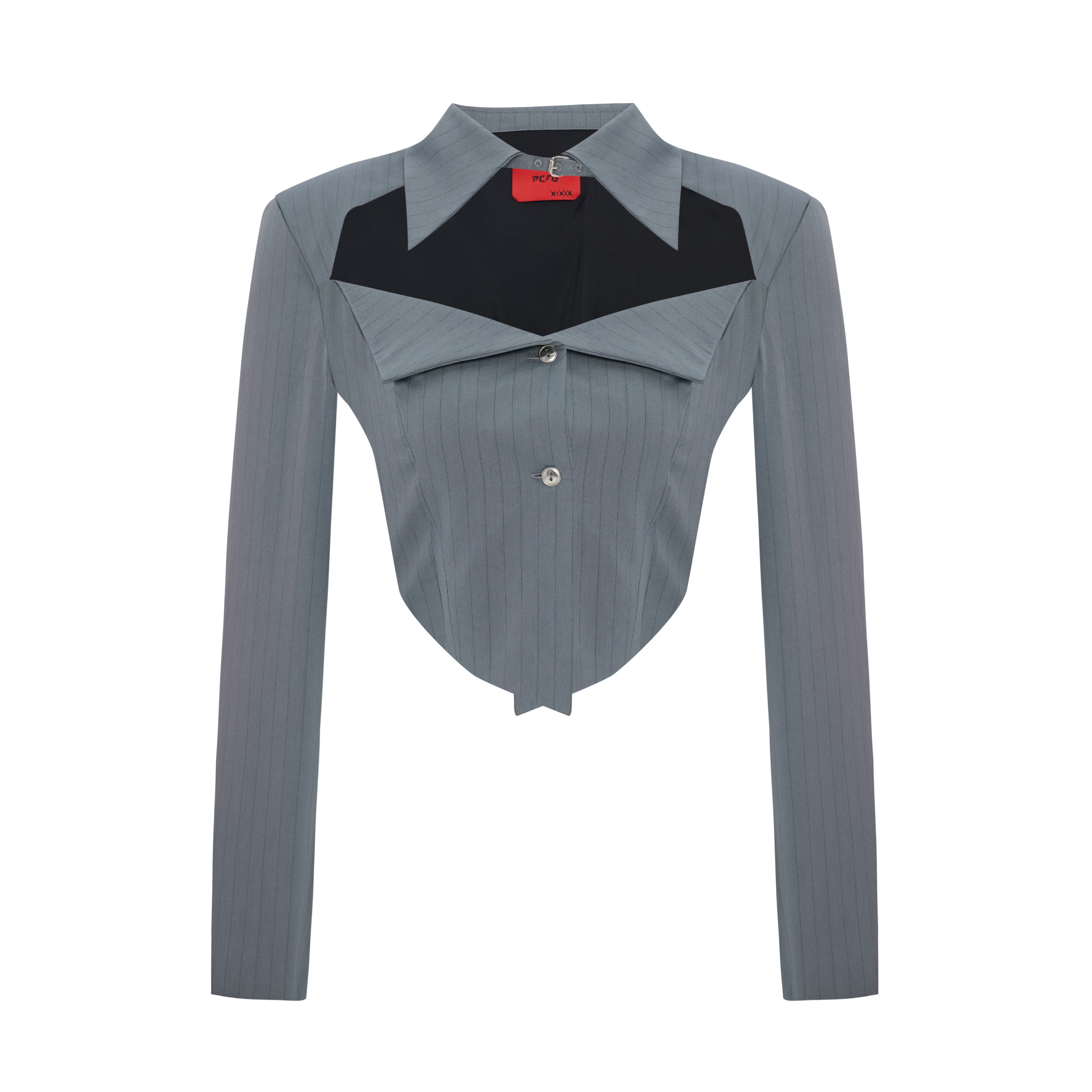 WOVEN STRIPED SHIRT WITH METAL BUTTON