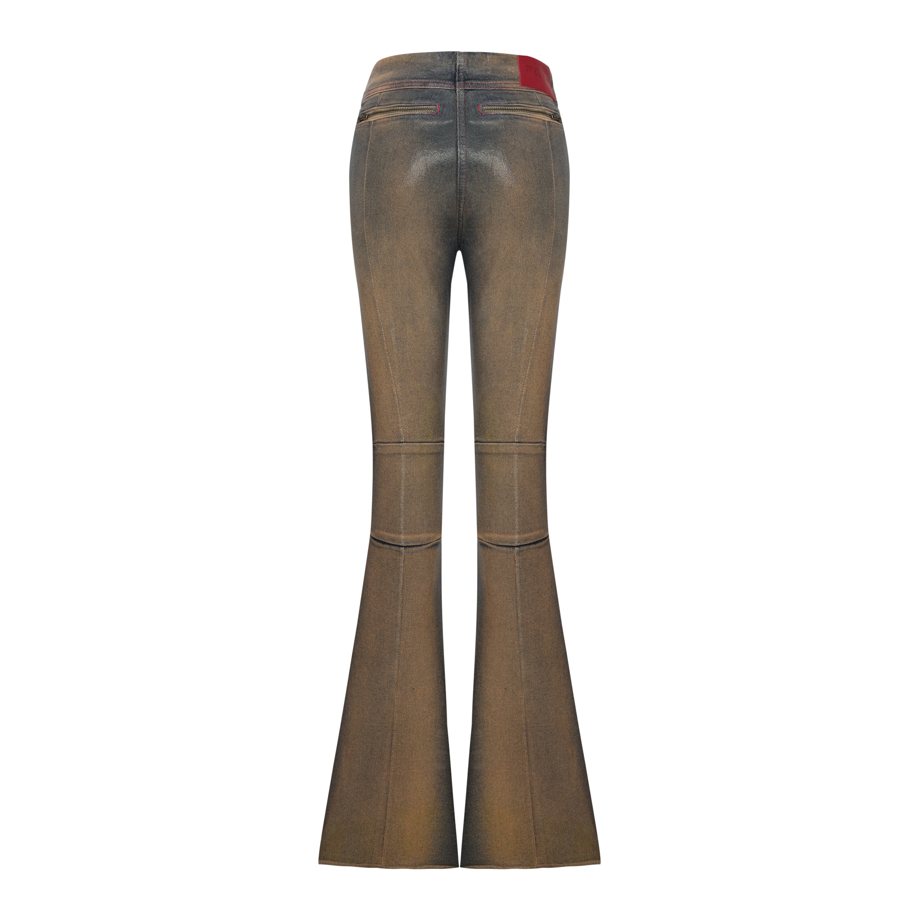 COTTON COATED FLARE PANT - BLUE