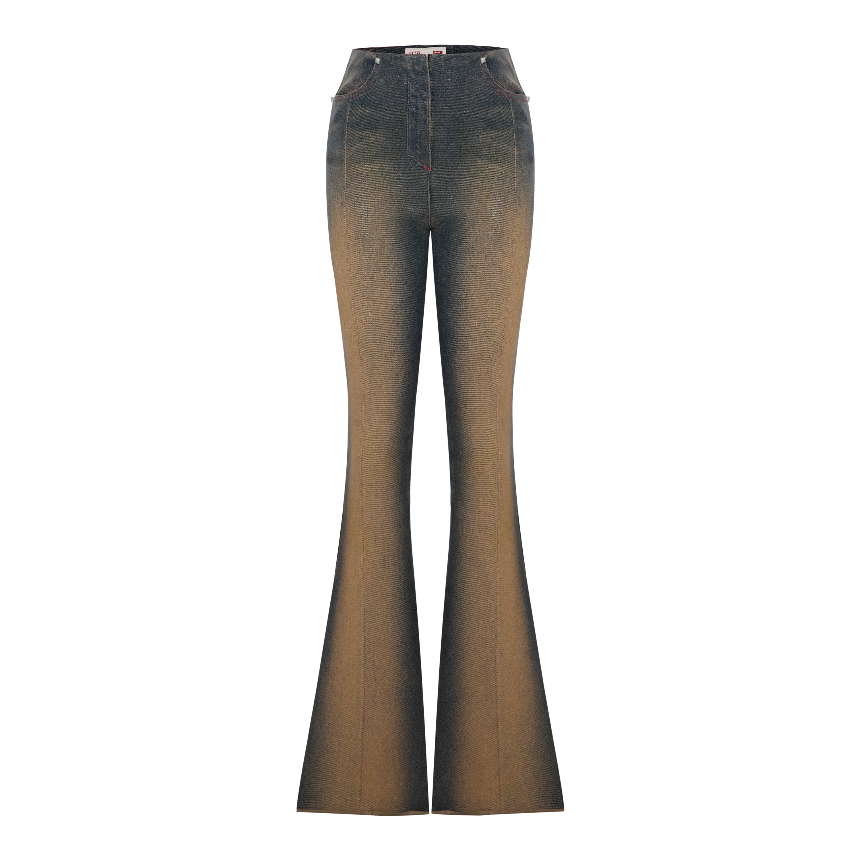 COTTON COATED FLARE PANT - BLUE