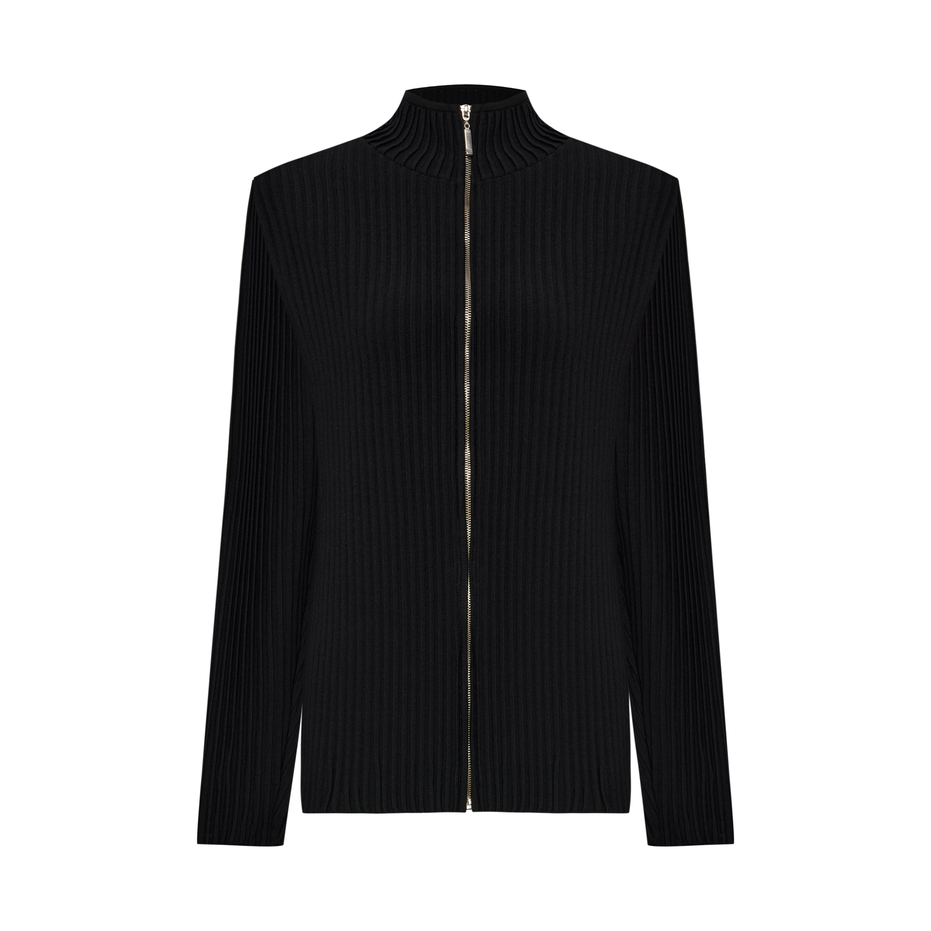 KNIT CARDIGAN WITH ZIP DETAIL - BLACK