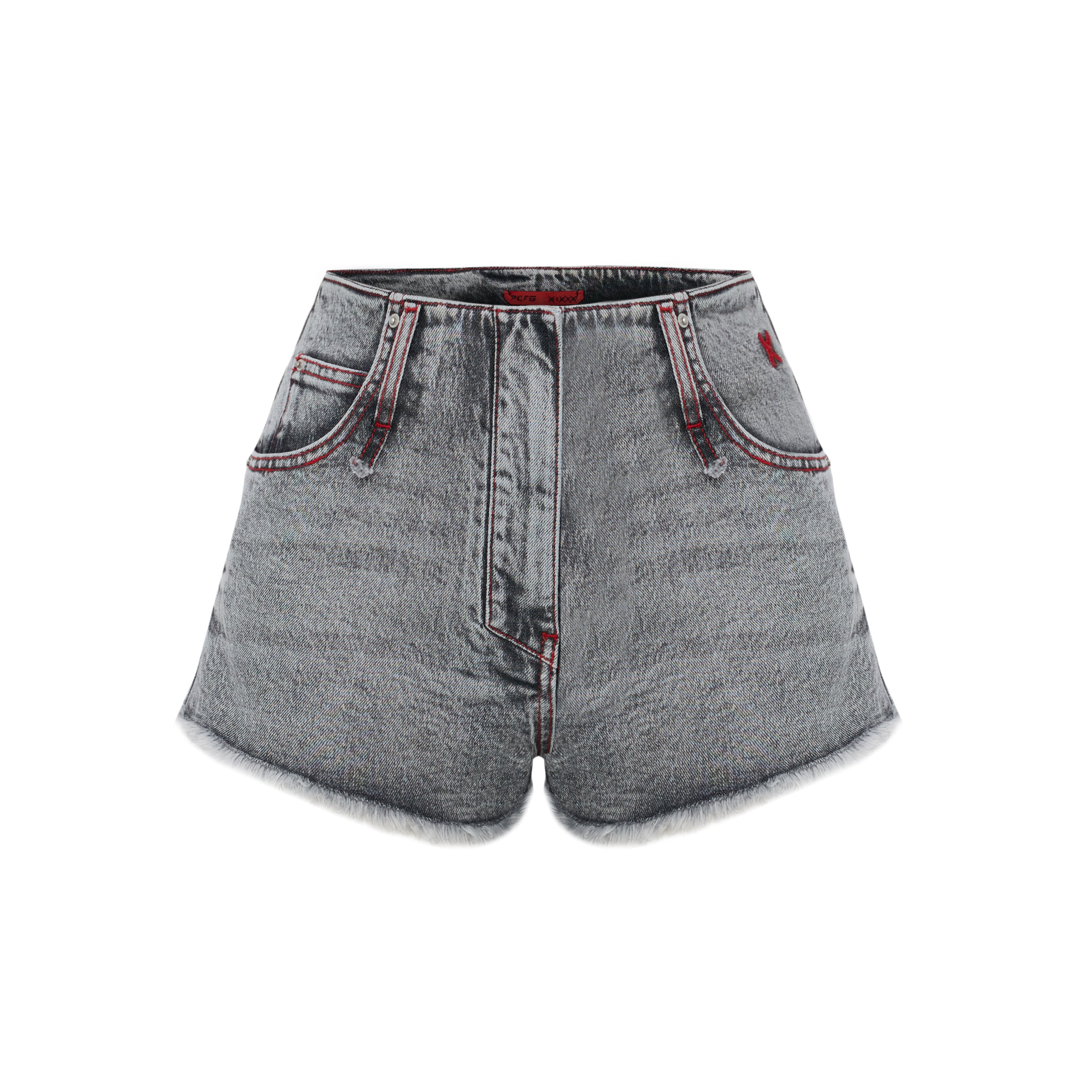 COTTON FADED SUPER MINI SHORT - GRAY