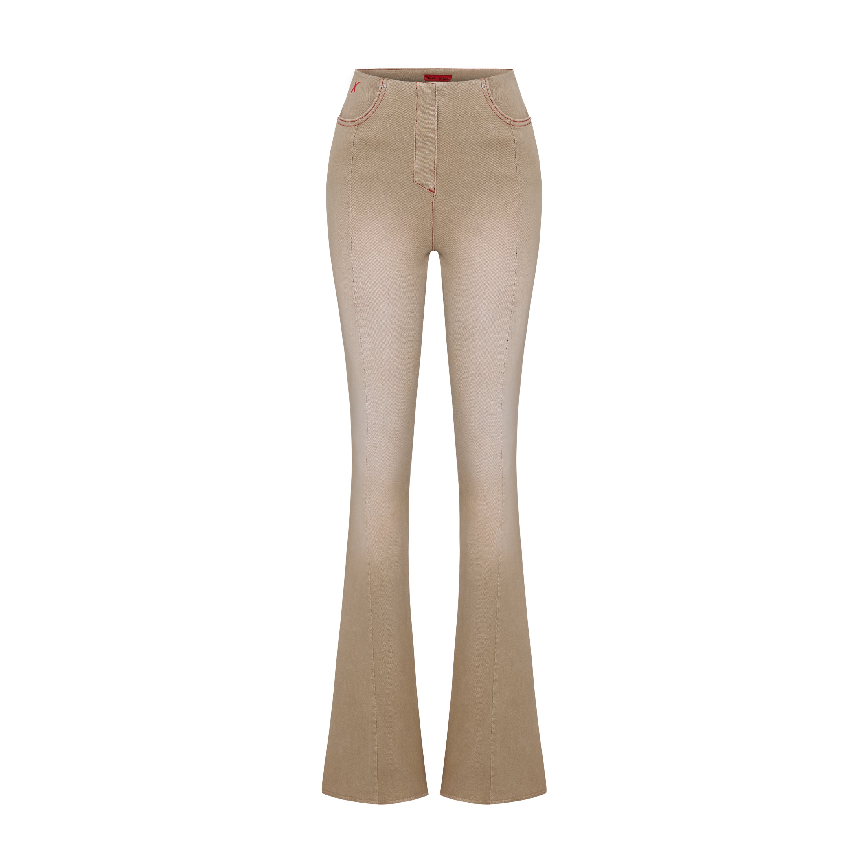 COTTON COATED FLARE PANT - MOON ROCK