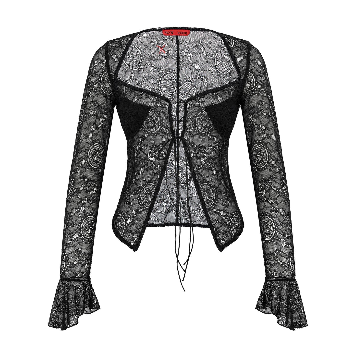 Day to Night in LA Siyah Dantel Uzun Kollu Top