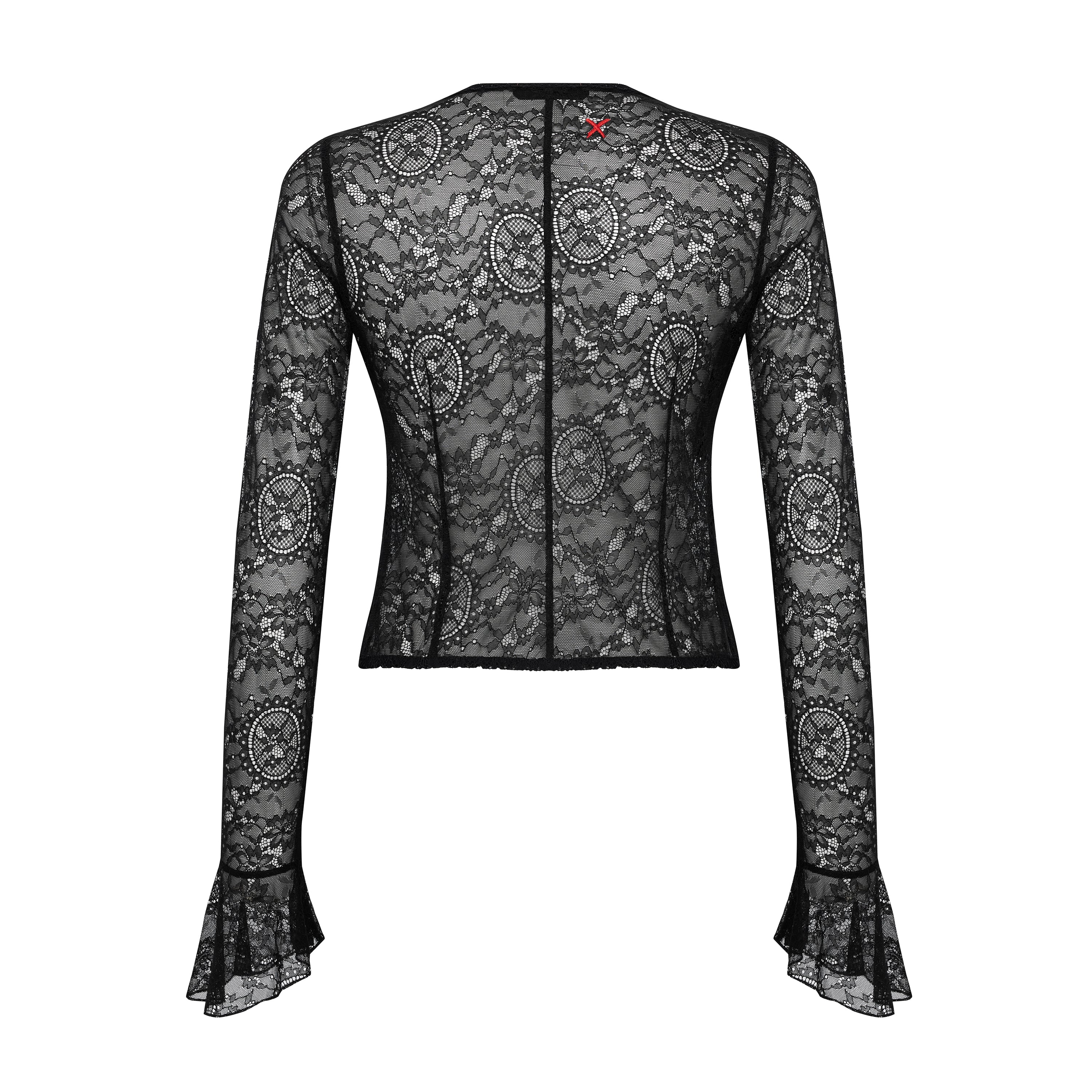 Long-Sleeve Black Lace Top