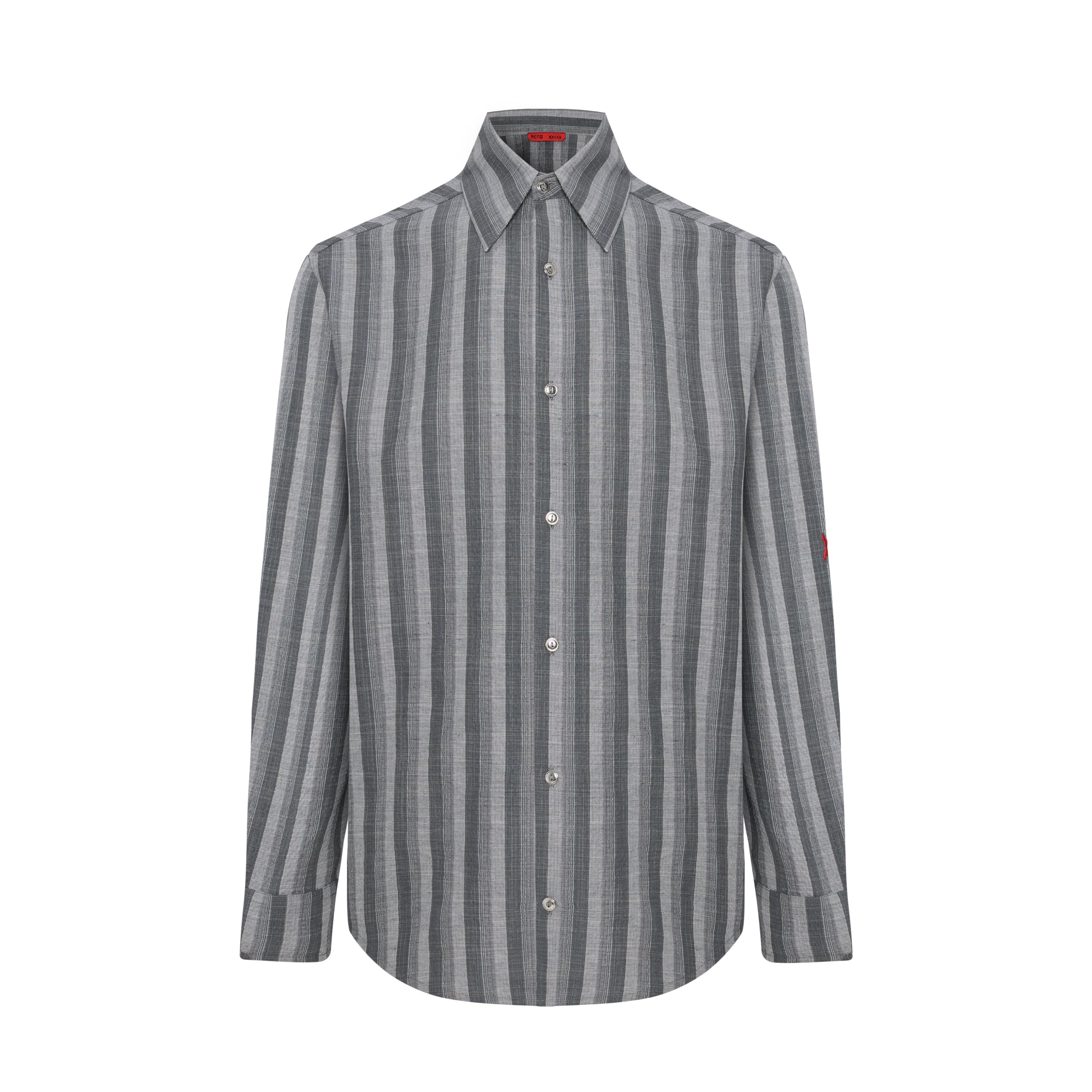 LINEN & COTTON BLEND CHECKED WOVEN SHIRT
