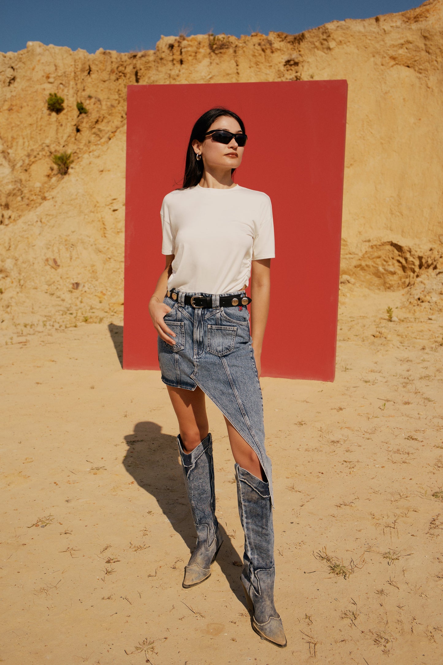 Free Heaven Kesik Detaylı Denim Etek