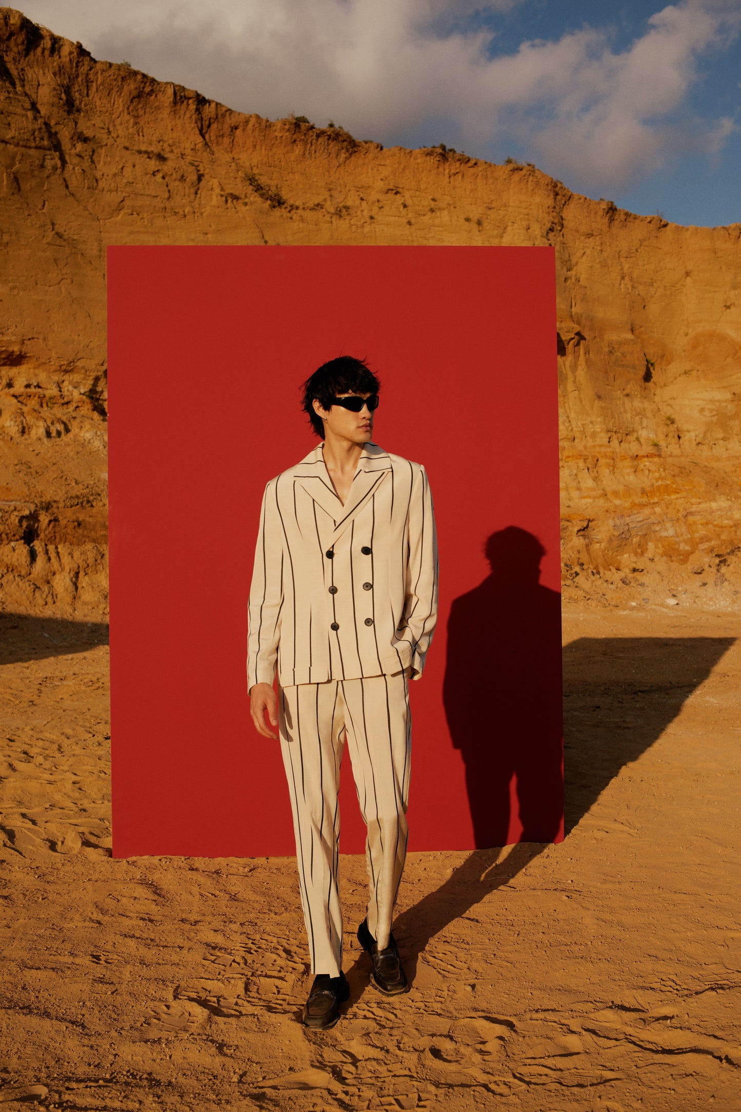 Silk &amp; Linen Blend Free Heaven Kutnia Striped Oversized Blazer