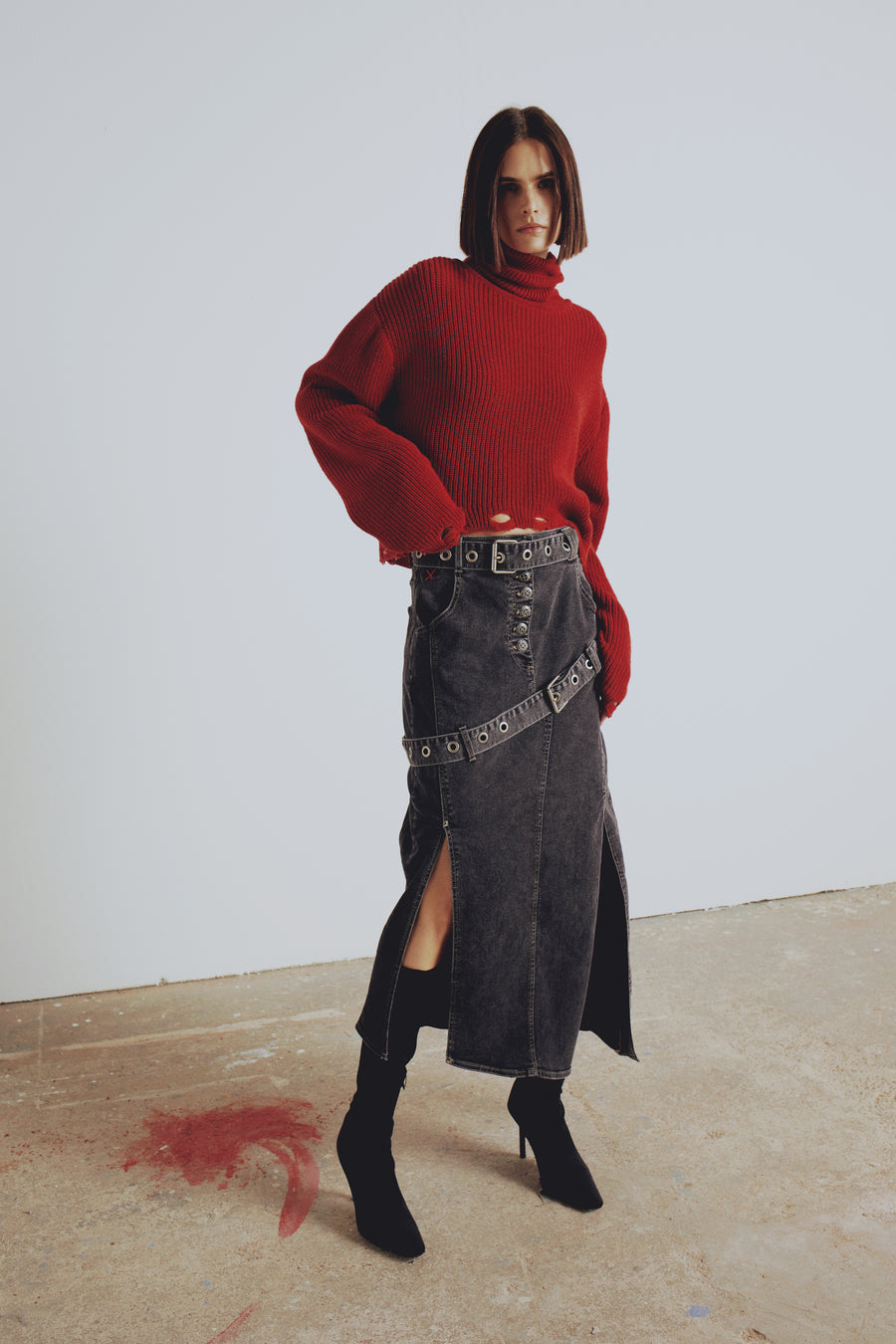 Your *itch Renk Bloklu Denim Etek