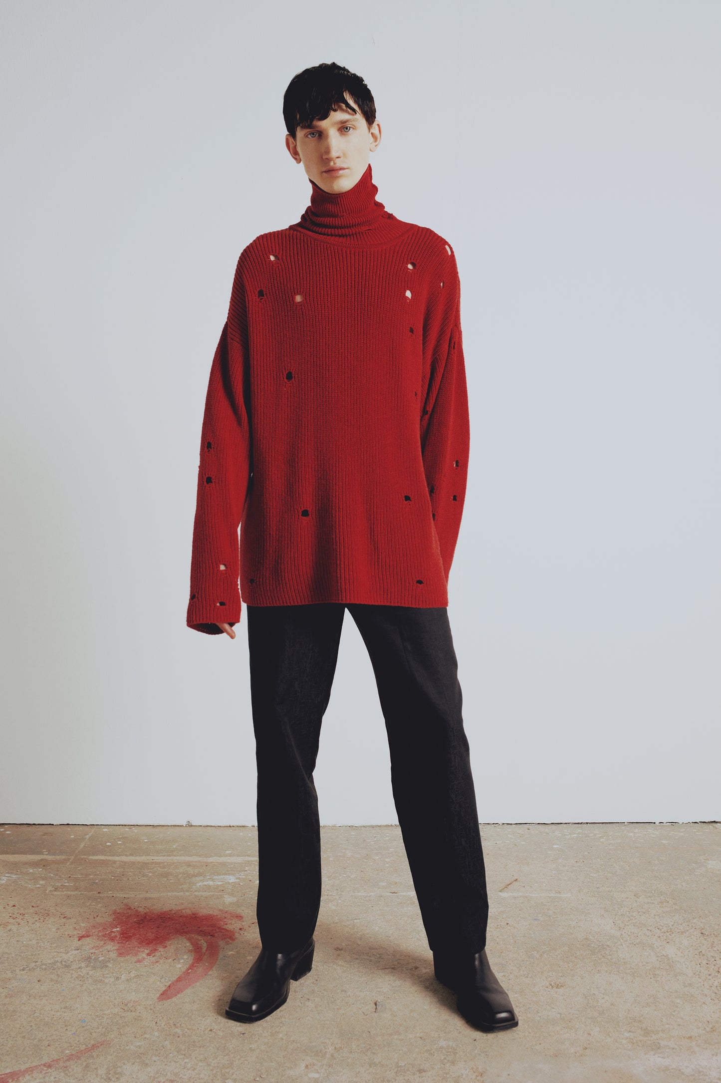 Your *itch Yırtık Görünümlü Yüksek Yaka Triko Kazak