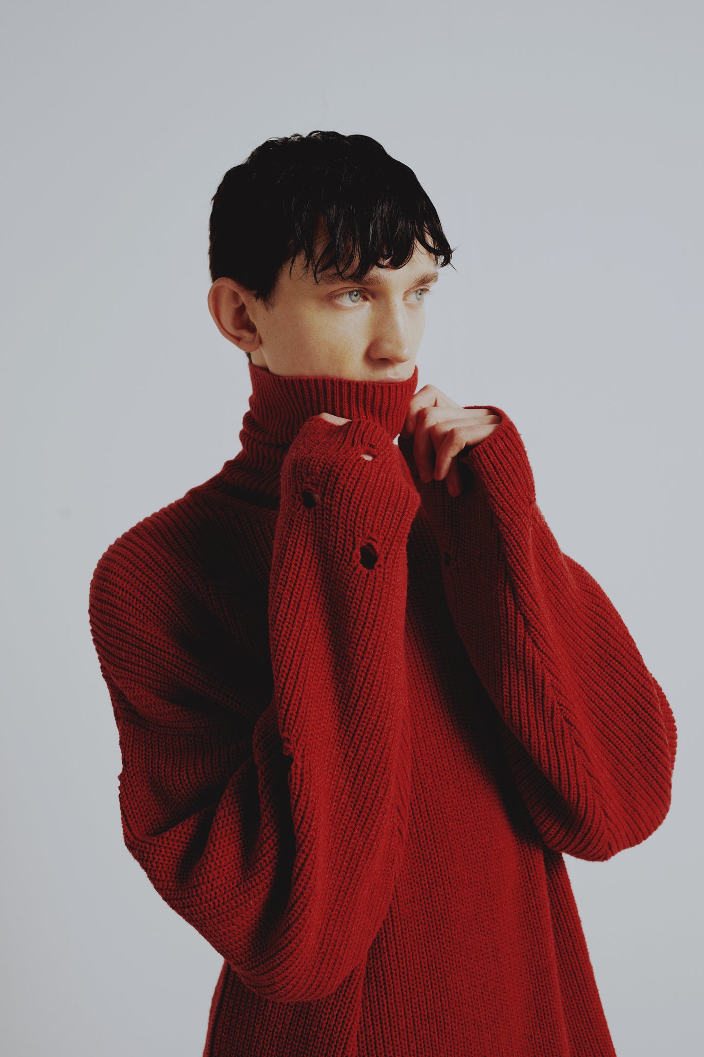 Your *itch Yırtık Görünümlü Yüksek Yaka Triko Kazak