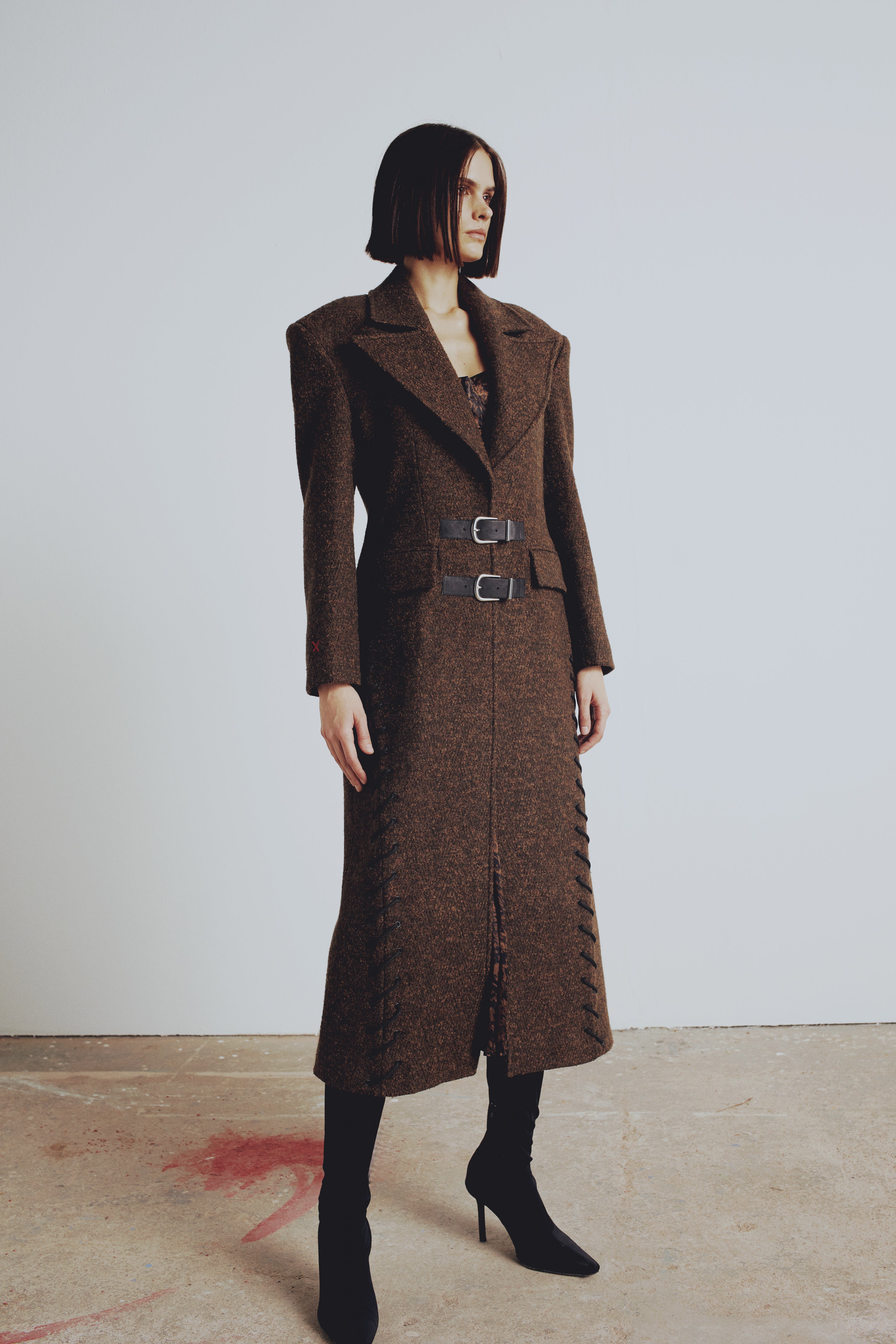 YOUR *ITCH CASHMERE BLEND LONG OVERCOAT - BROWN