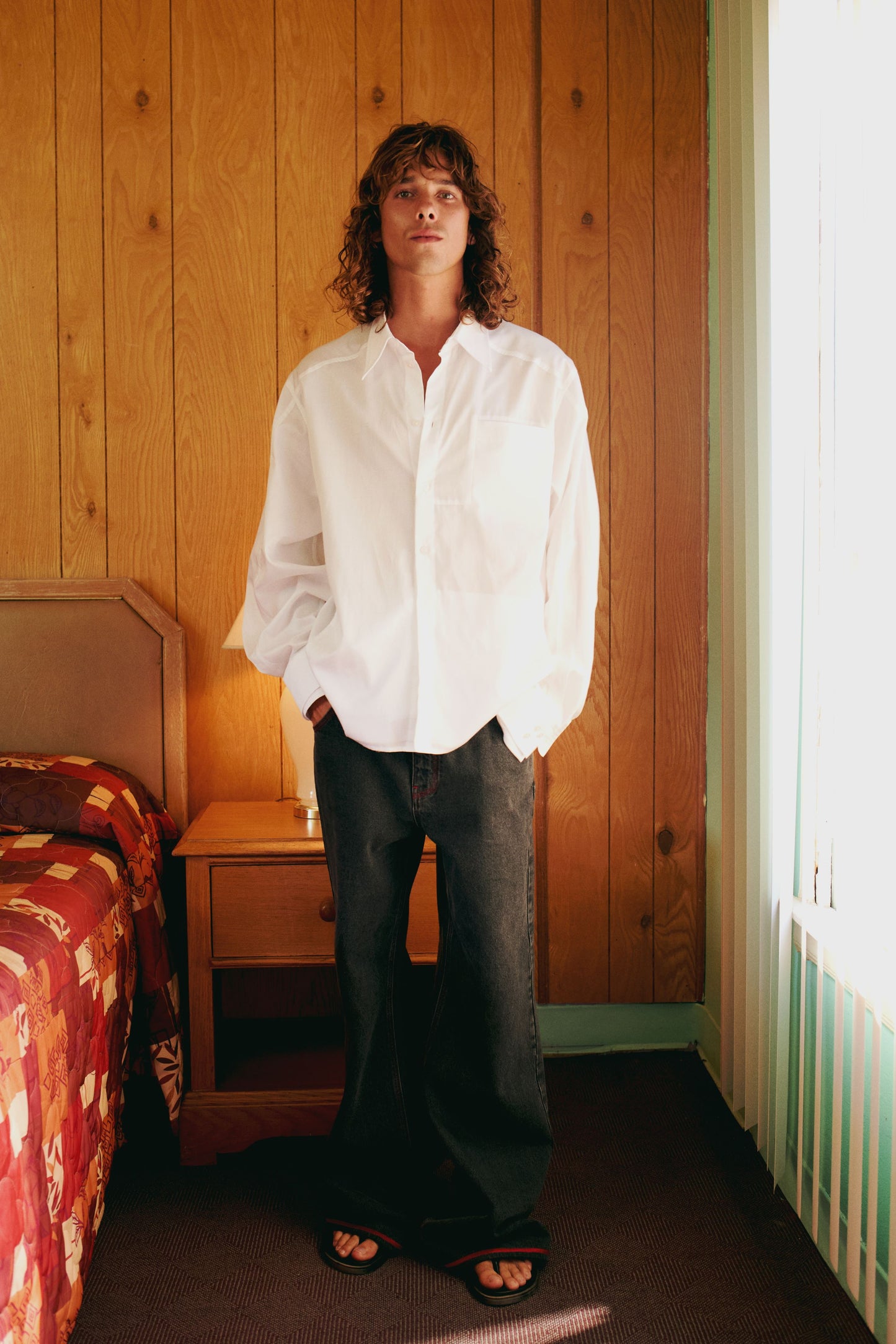 Day to Night in LA Çift Manşetli Dokuma Gömlek