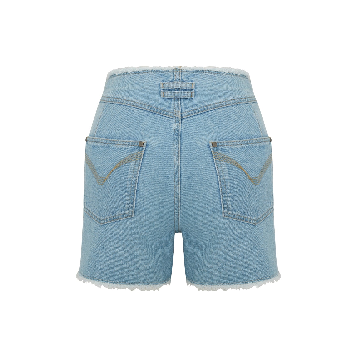 Cotton High Waist Denim Shorts - Baby Blue