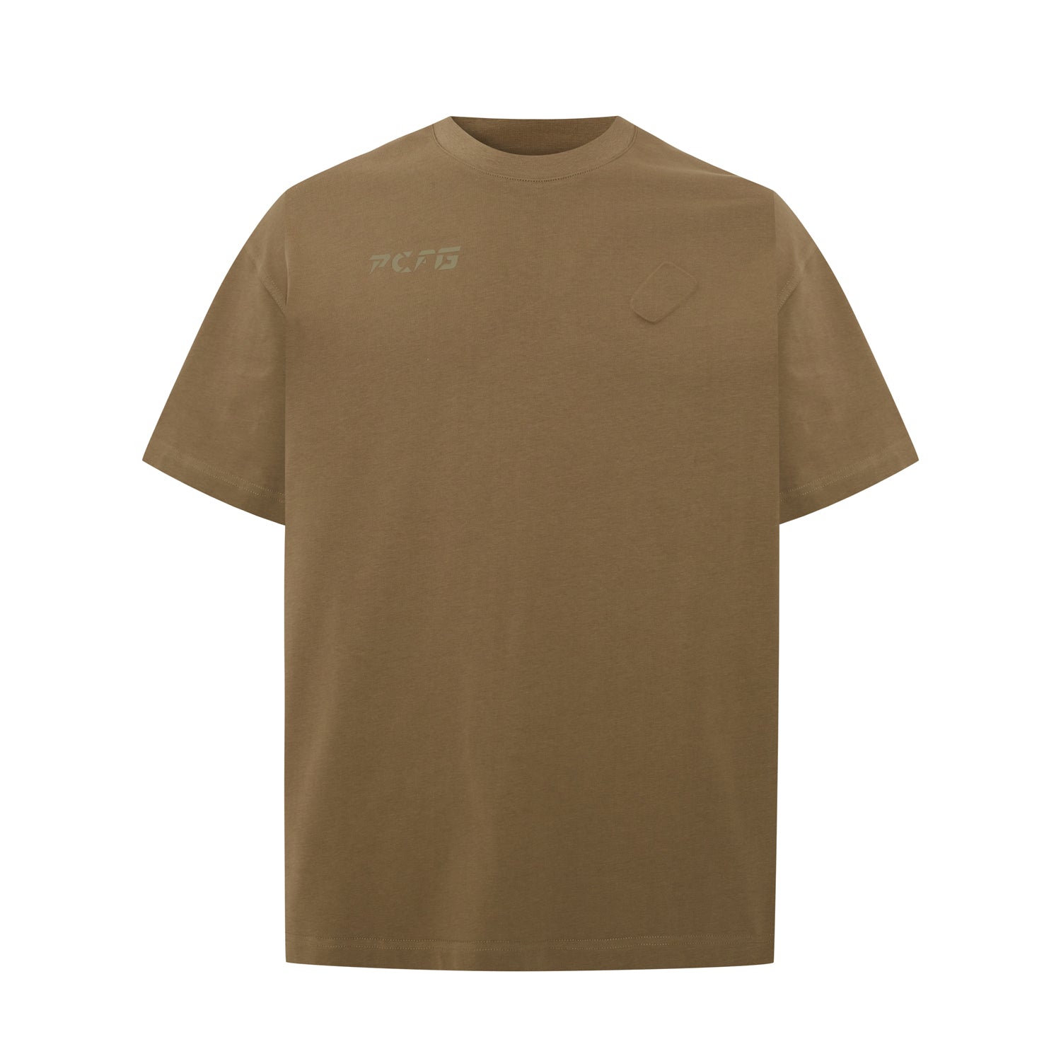 Cotton Oversized Tee With Emboss Detail - Covert Green