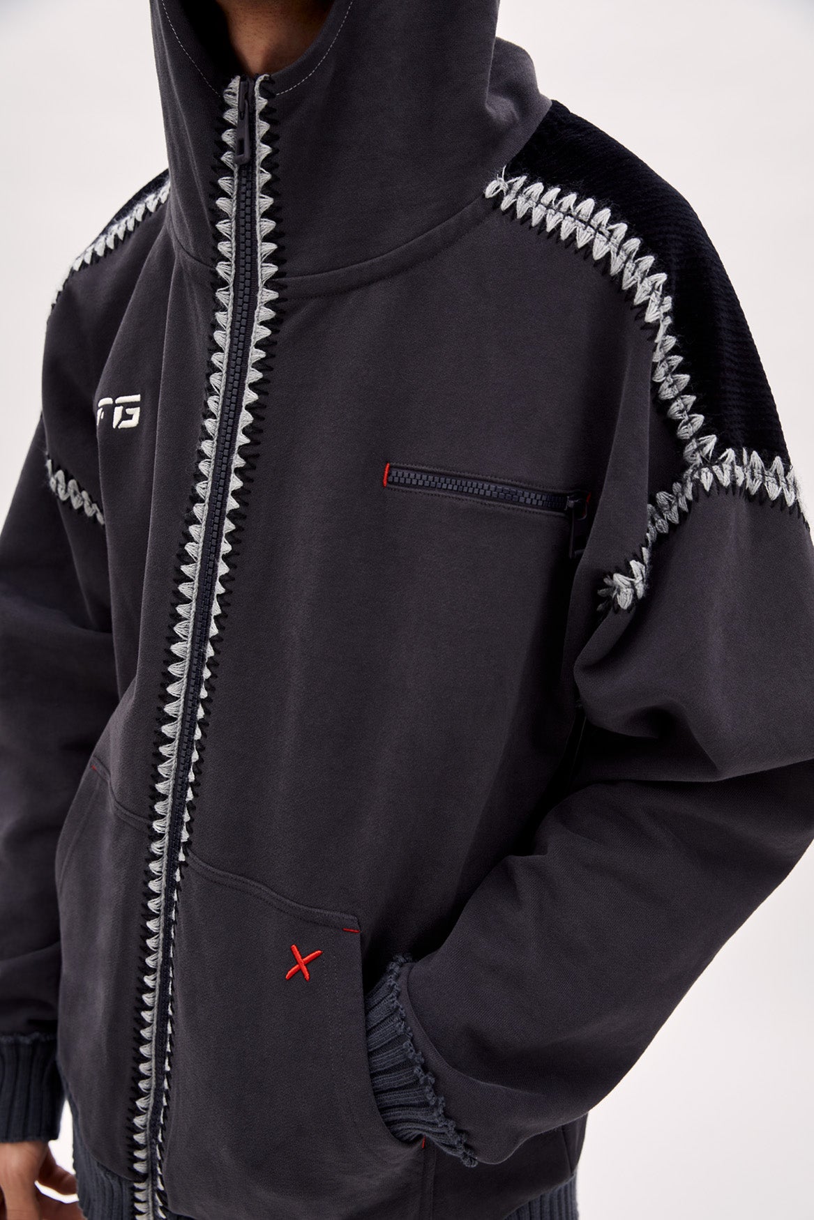 Cotton Crochet Zip Up Hoodie