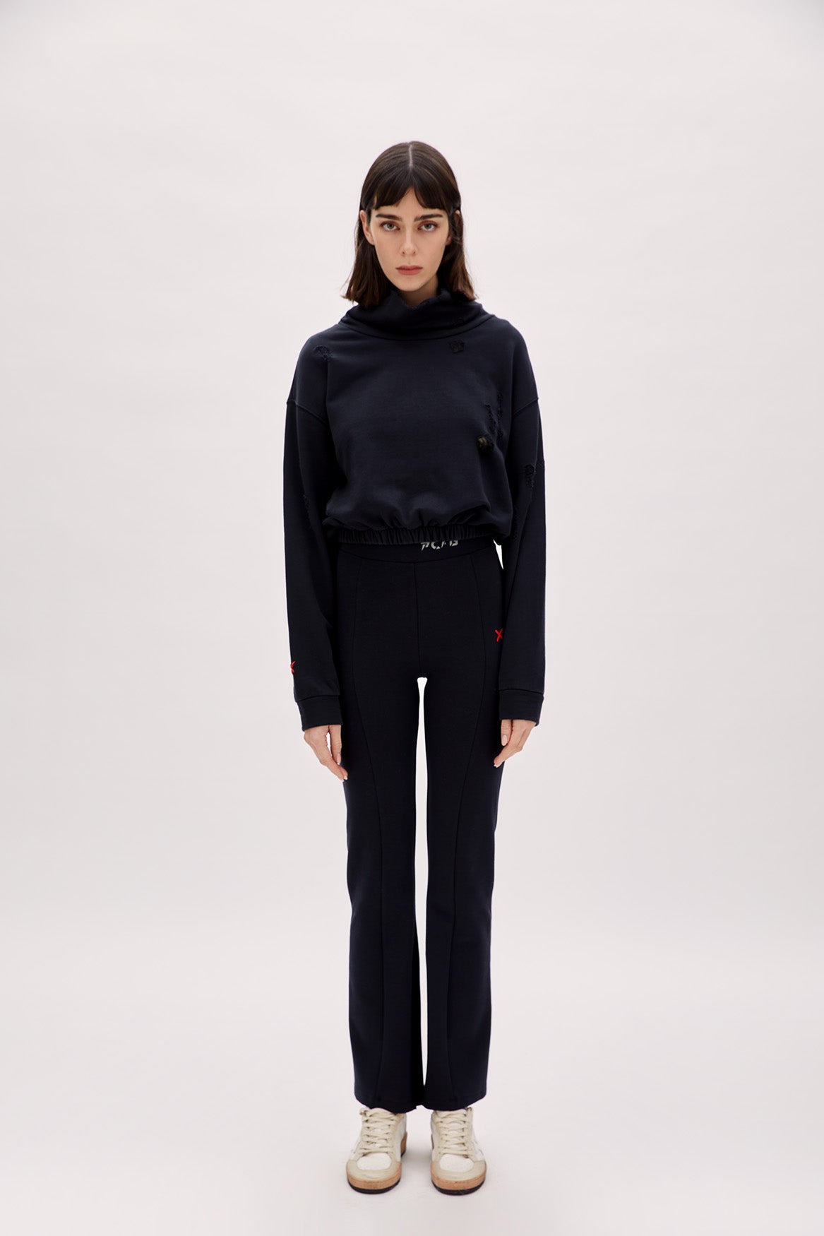 Boomerang Ripped Detail High Neck Sweatshirt