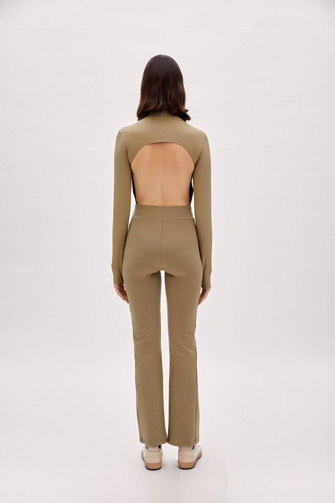 Cotton High Neck Bodysuit- Covert Green