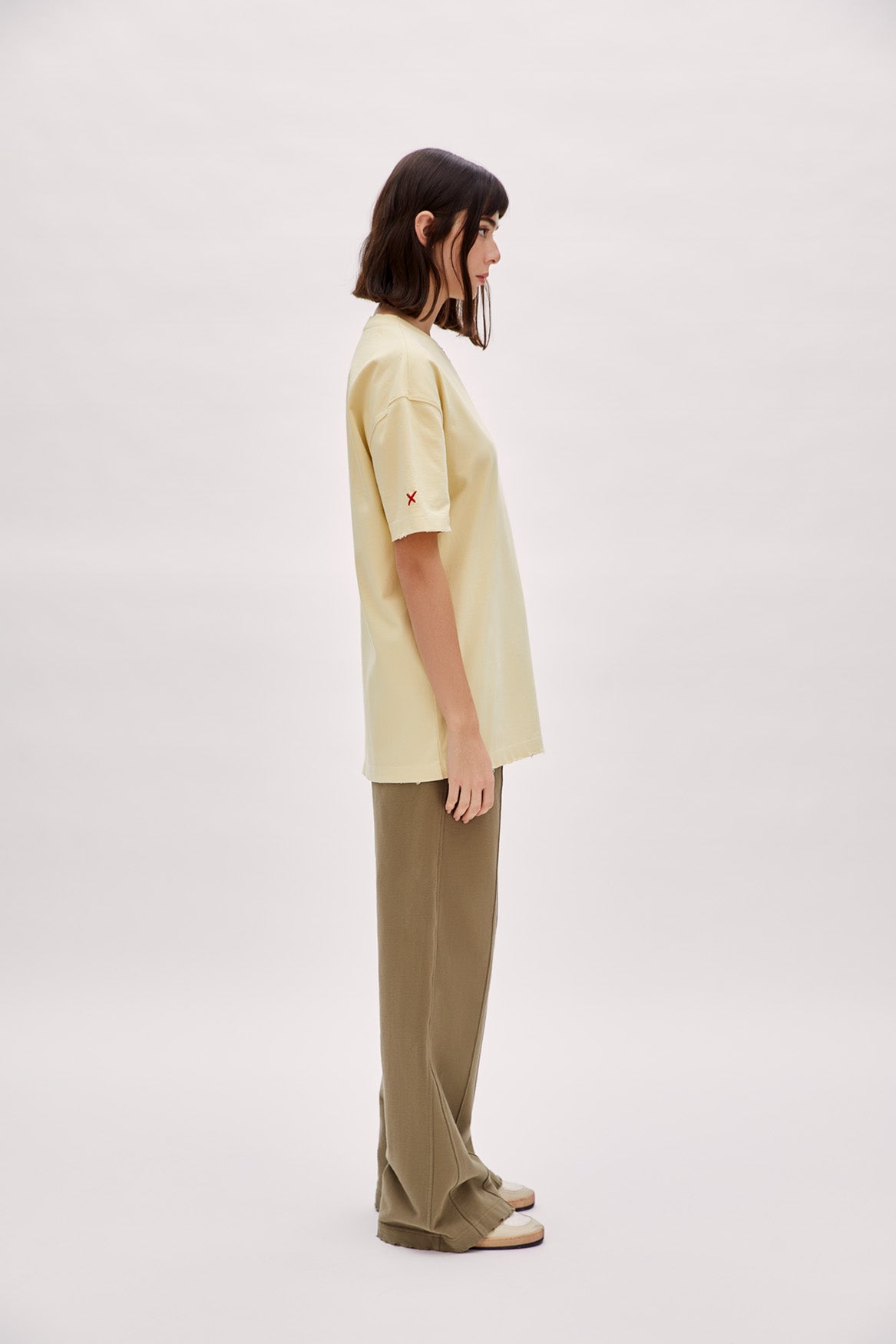 Cotton Destroyed Logo Tee - Chino Green