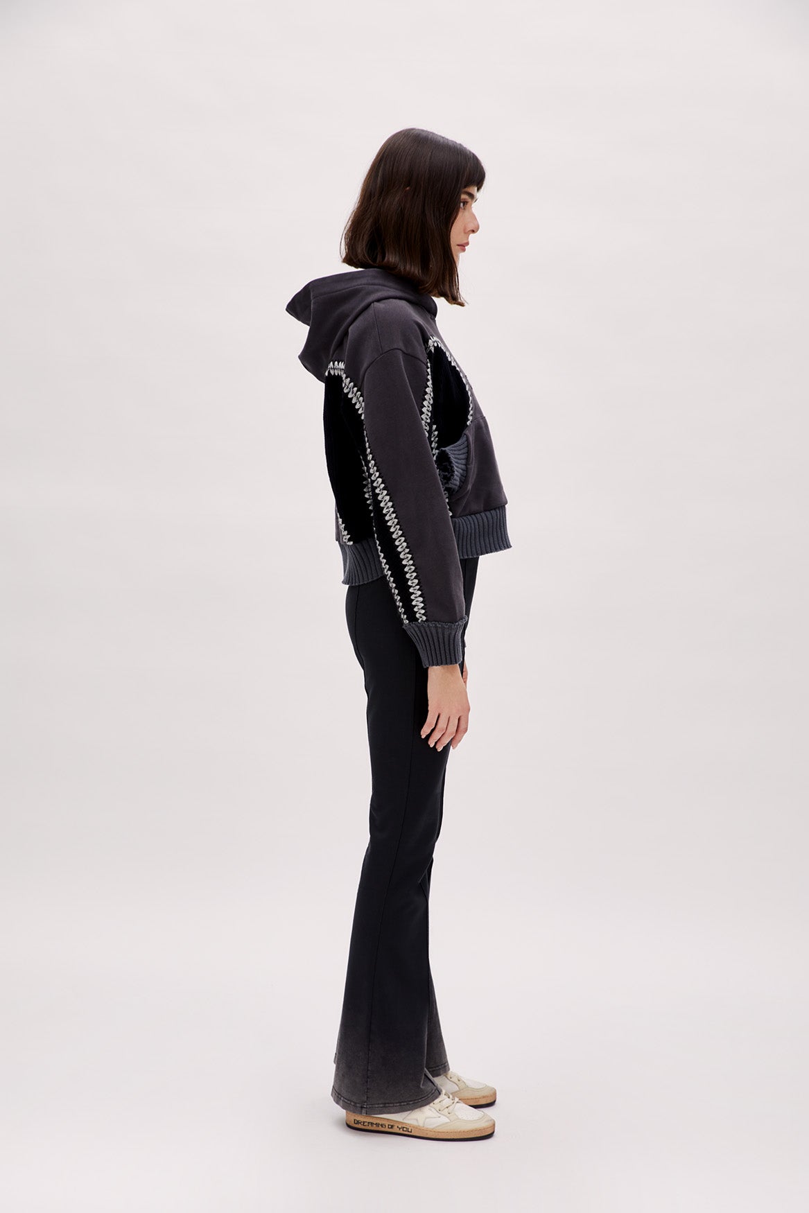 Cotton Panelled Hoodie - Women