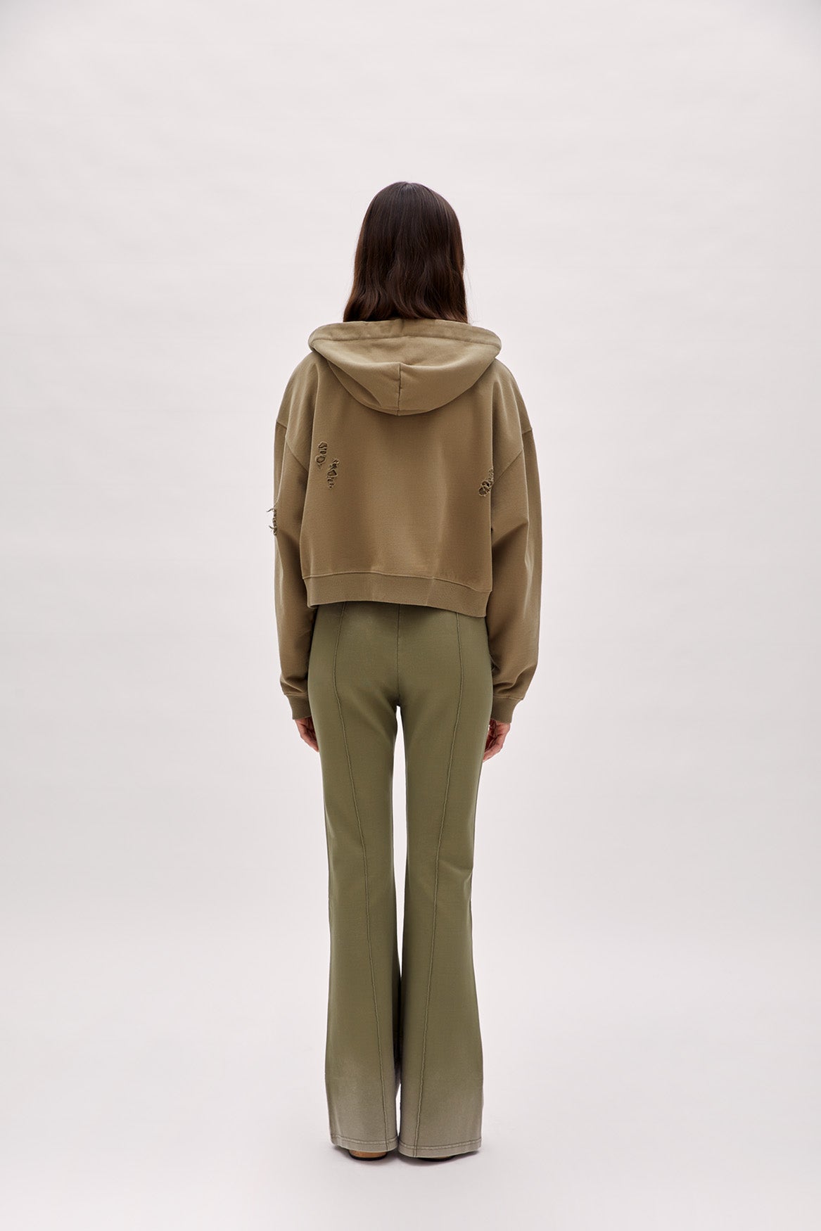 Boomerang Ripped Detail Zip-Up Hoodie 