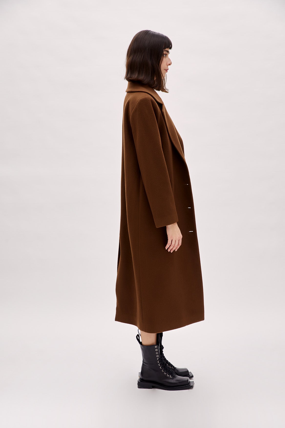 Wool Women Coat - Brown