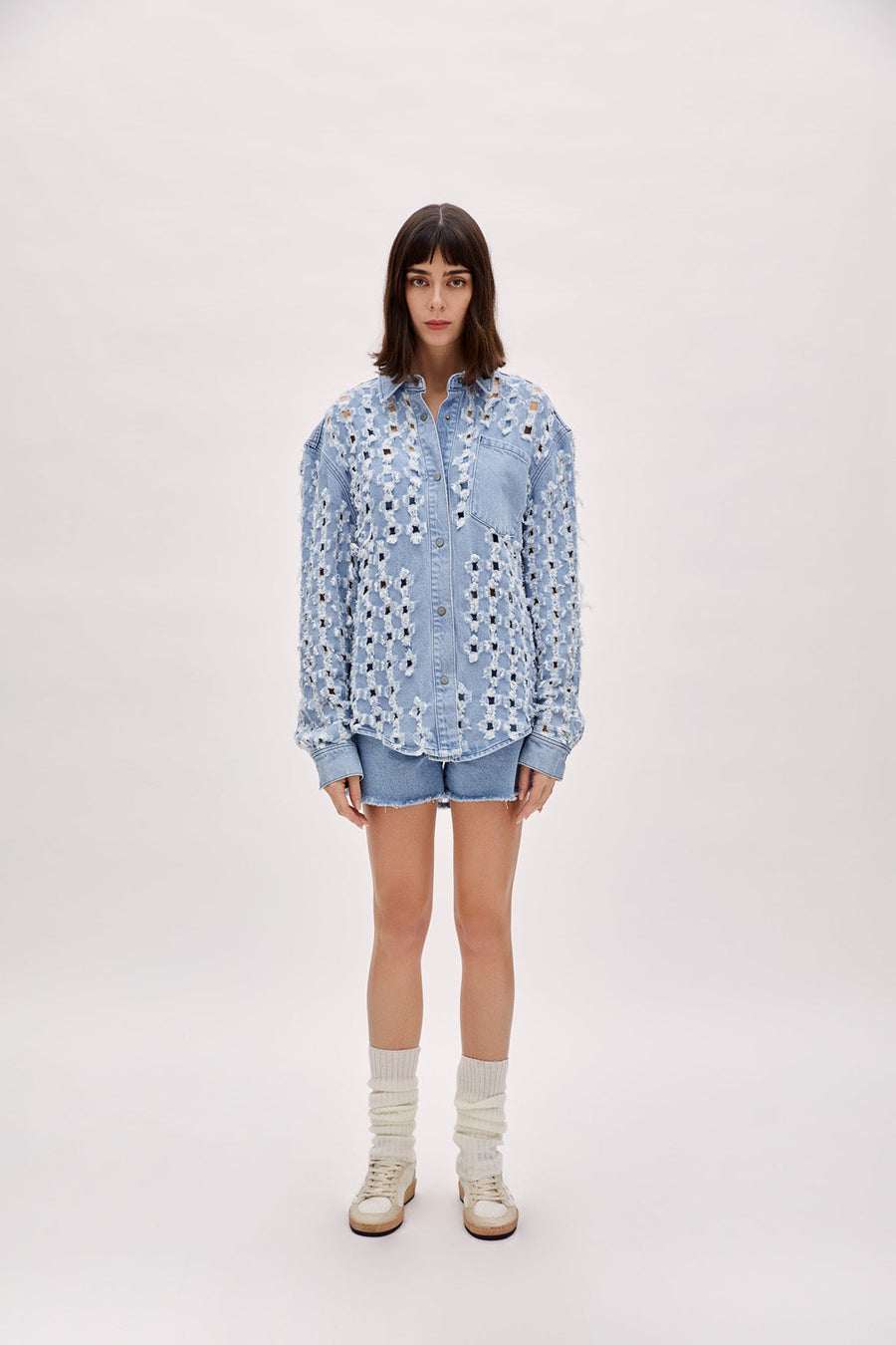 Boomerang Perforated Denim Shirt