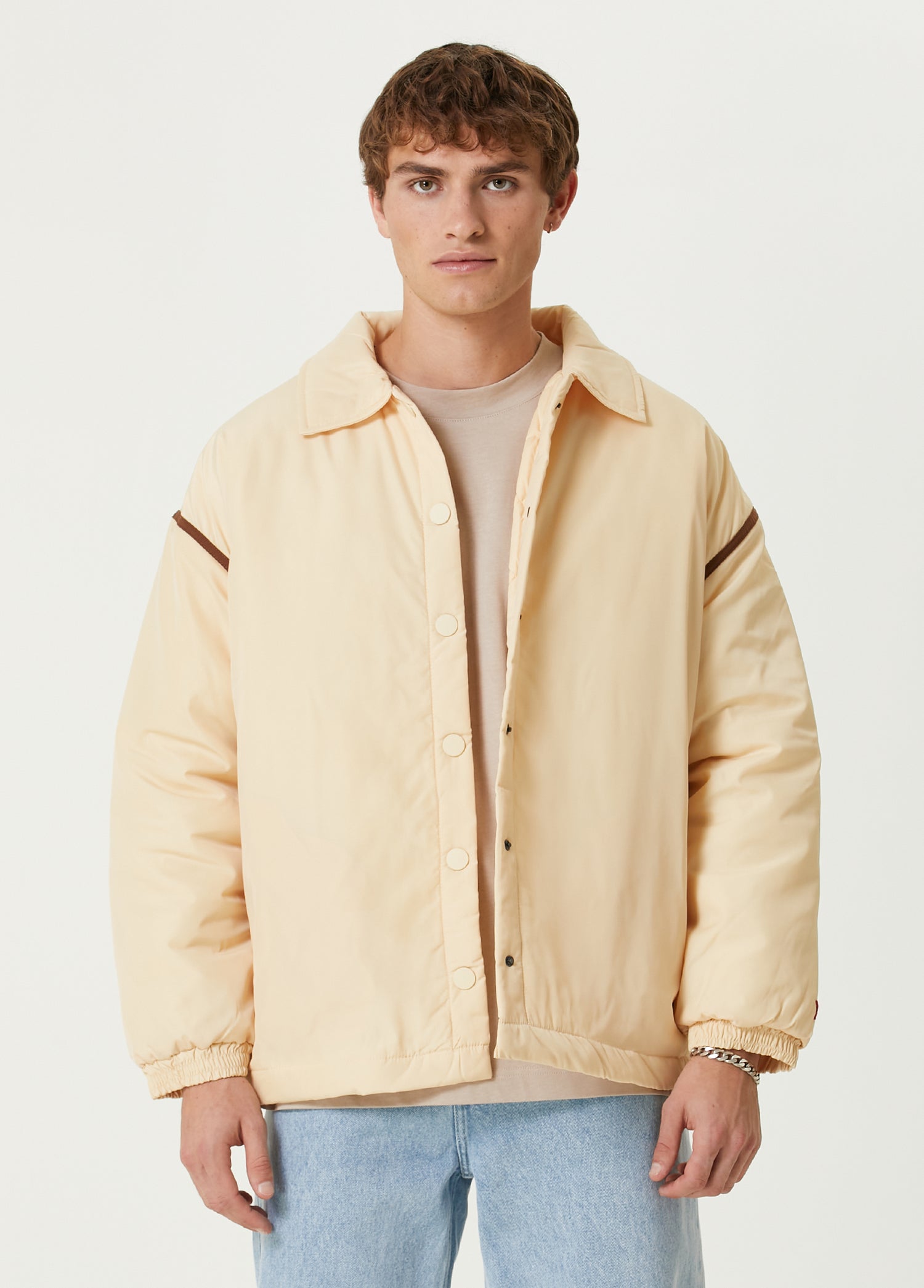 Oversized Contrast Tape Puffer Coat