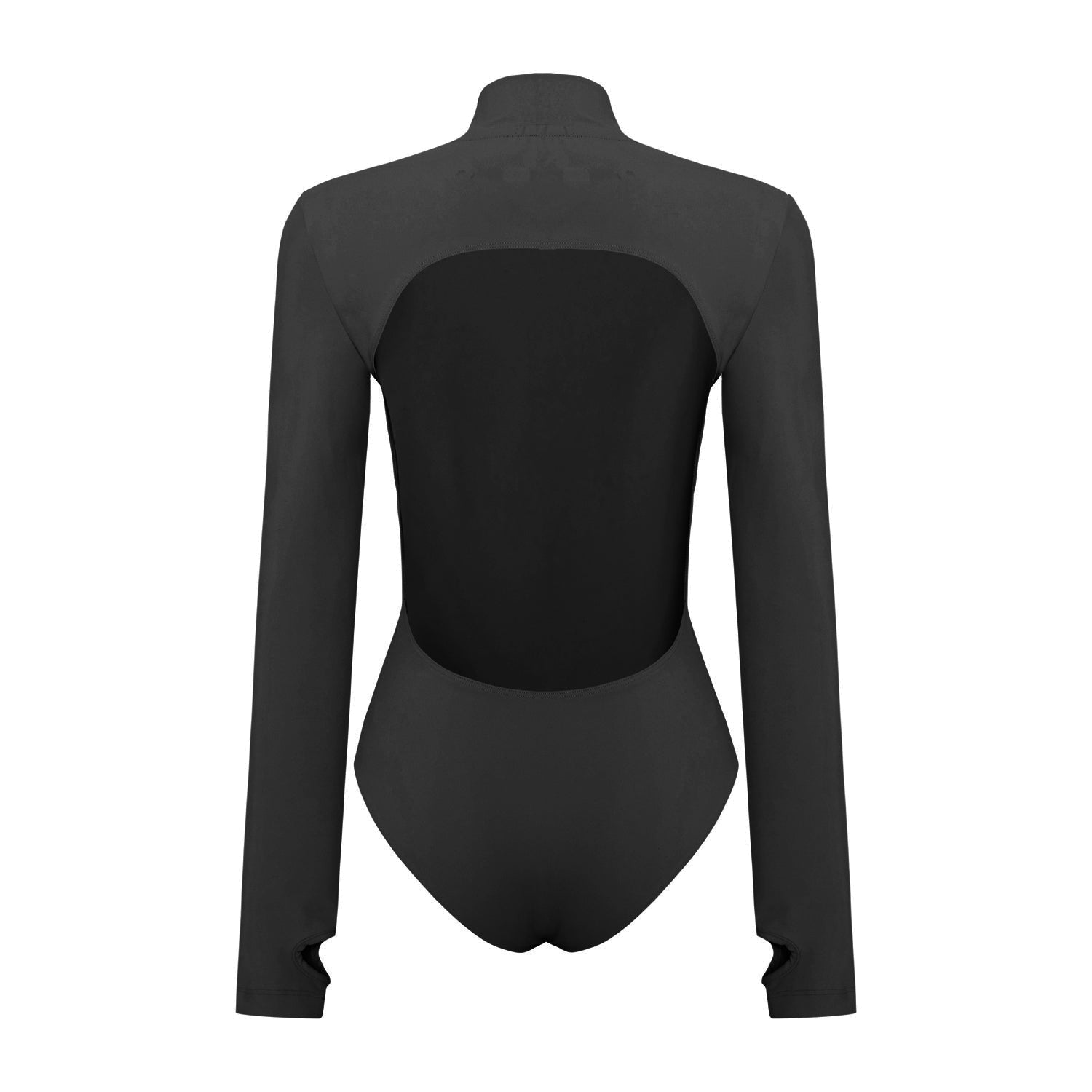 Cotton High Neck Bodysuit - Black