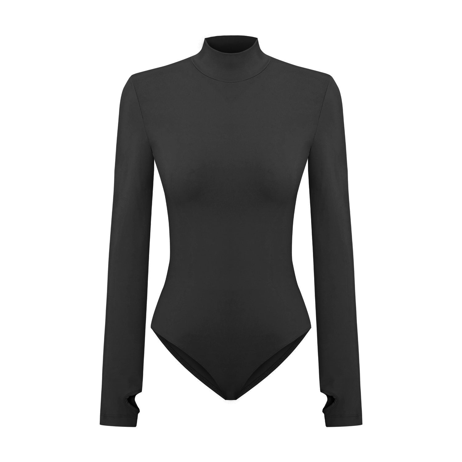 Cotton High Neck Bodysuit - Black